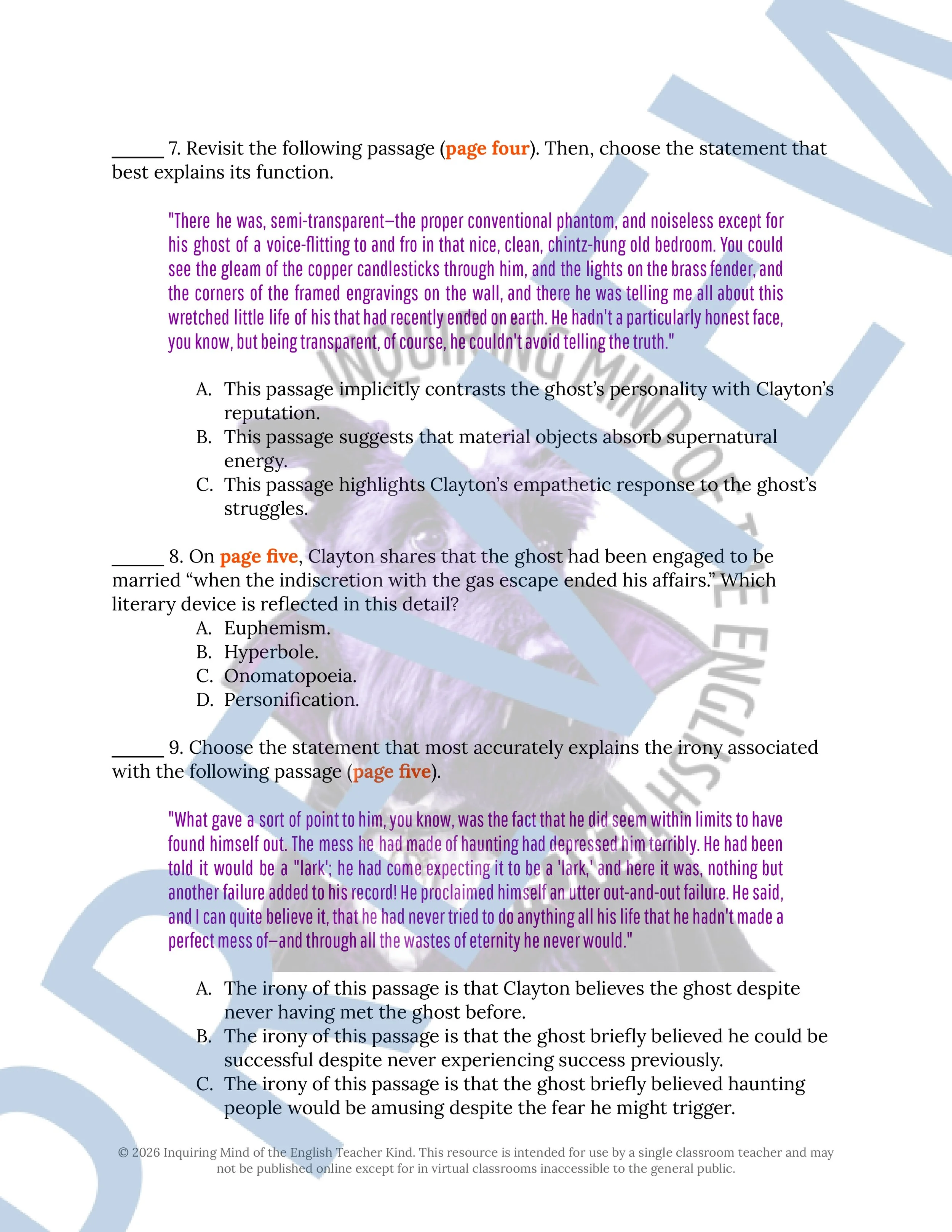 The Inexperienced Ghost by HG Wells Close Reading Analysis Worksheet - High School Short Stories for Halloween (3).jpg