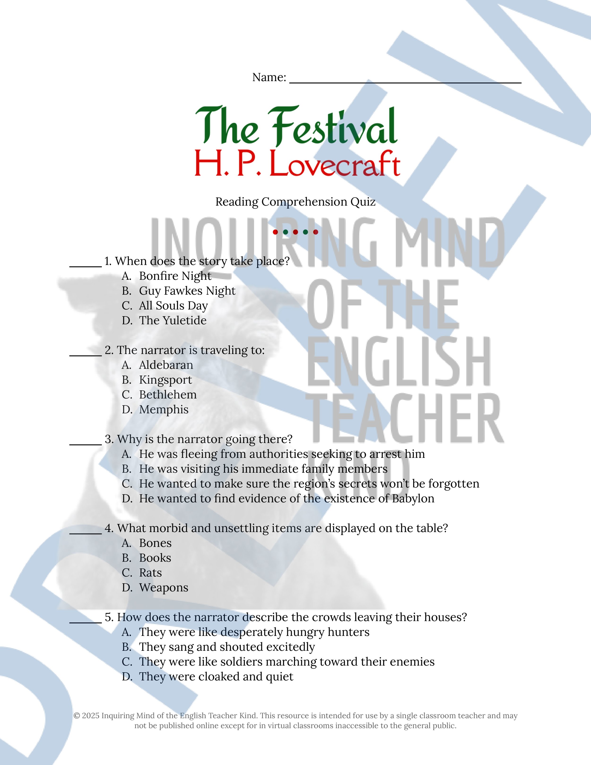 The Festival by H.P. Lovecraft Quiz and Answer Key (1).jpg
