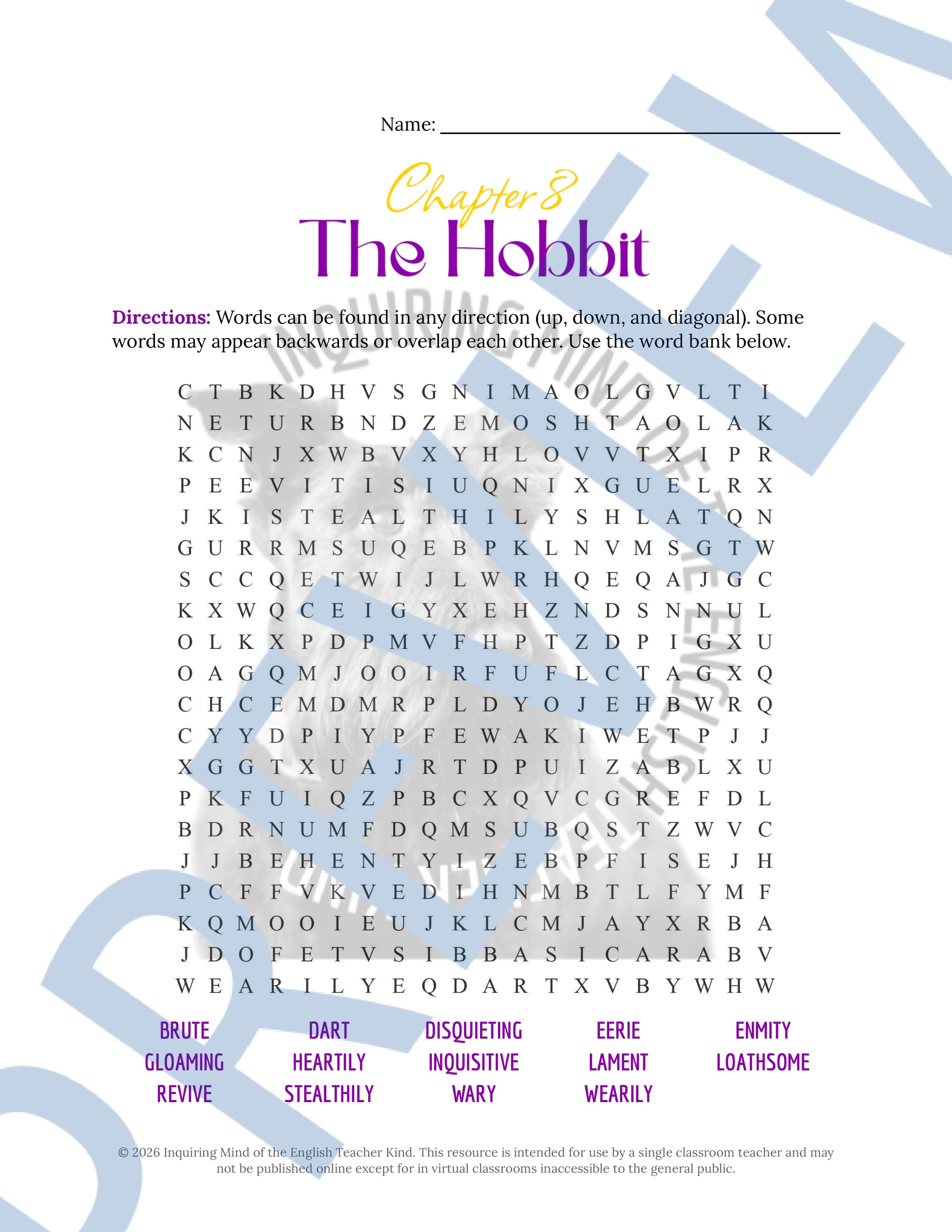 The Hobbit Chapter 8 Vocabulary Activities Word Search Crossword Puzzle Worksheet (4).jpg
