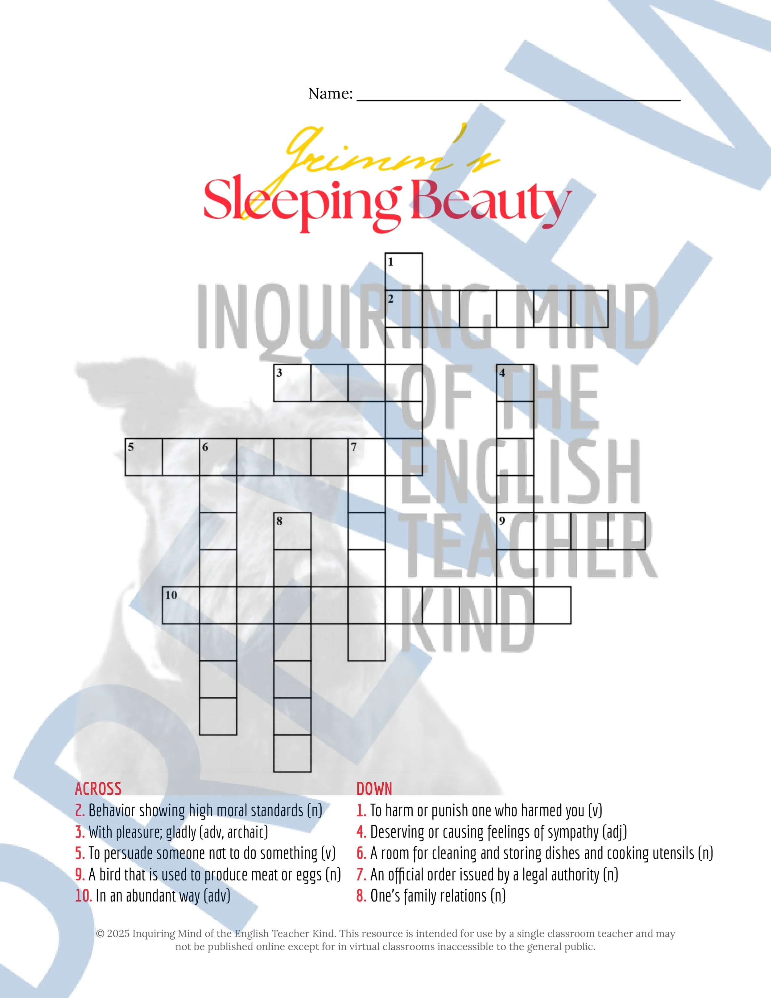 Sleeping Beauty Grimm_s Fairy Tale Vocabulary Enrichment Activities from Inquiring Mind of the English Teacher Kind (3).jpg