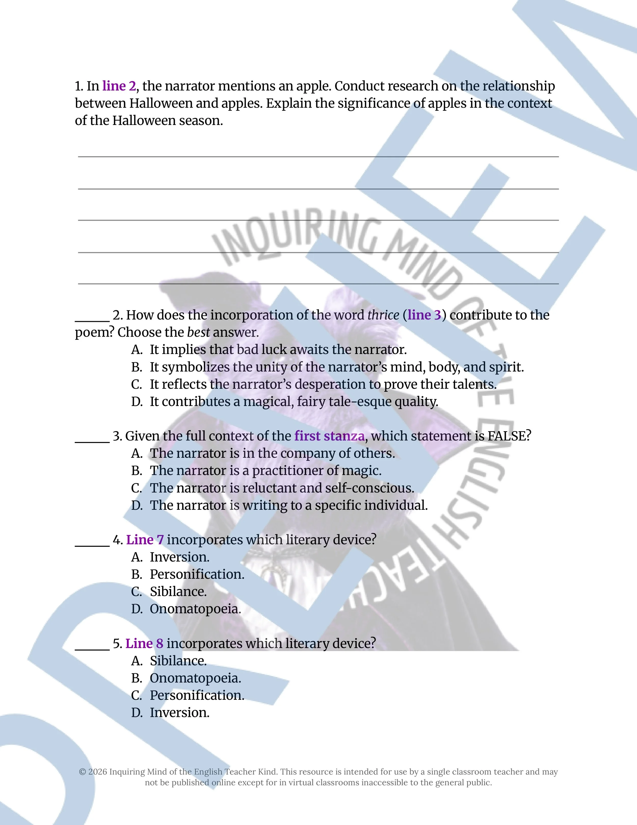 The Charms Fantasy Poetry Analysis Worksheet for High School English and Halloween (2).jpg