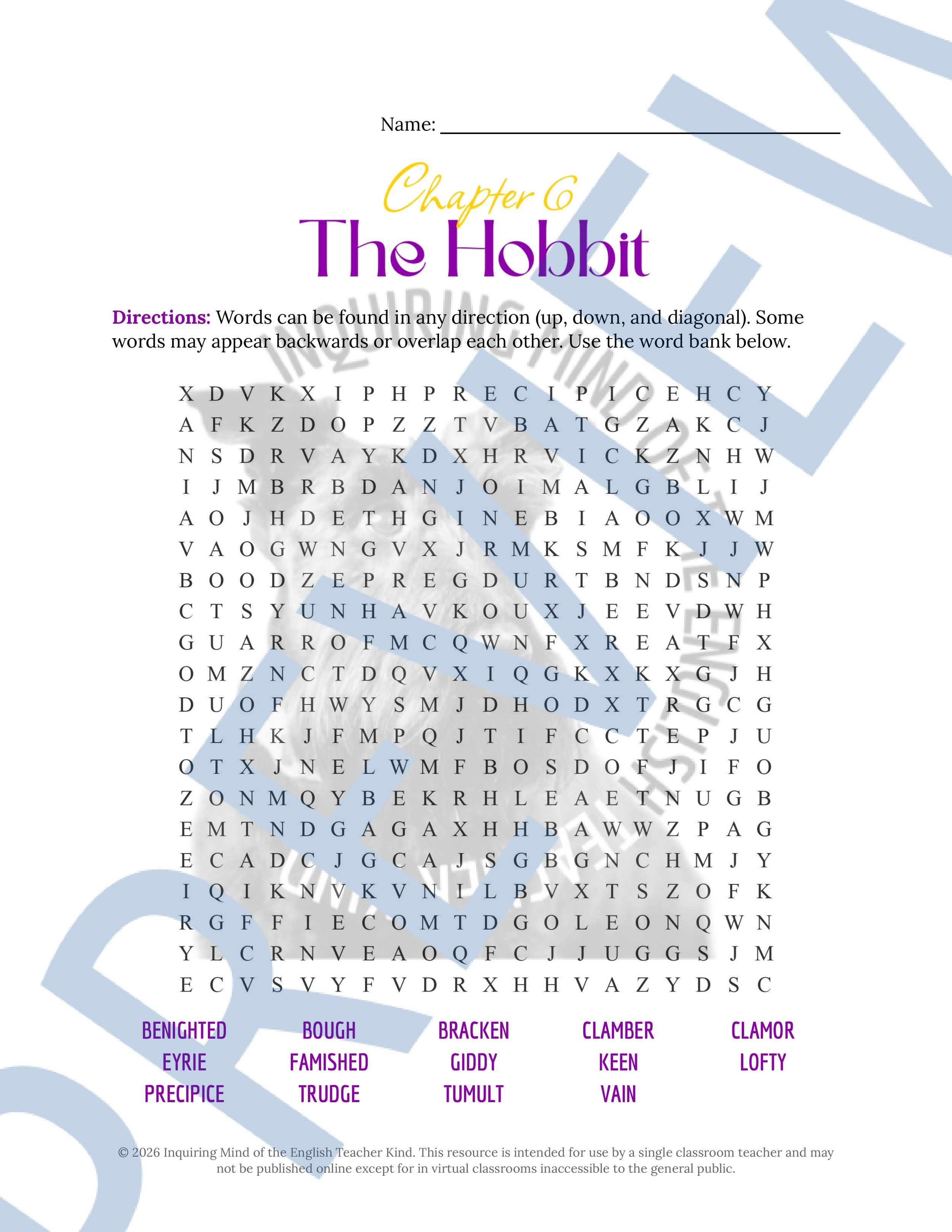 The Hobbit Chapter 6 Vocabulary Activities Word Search Crossword Puzzle Worksheets (4).jpg