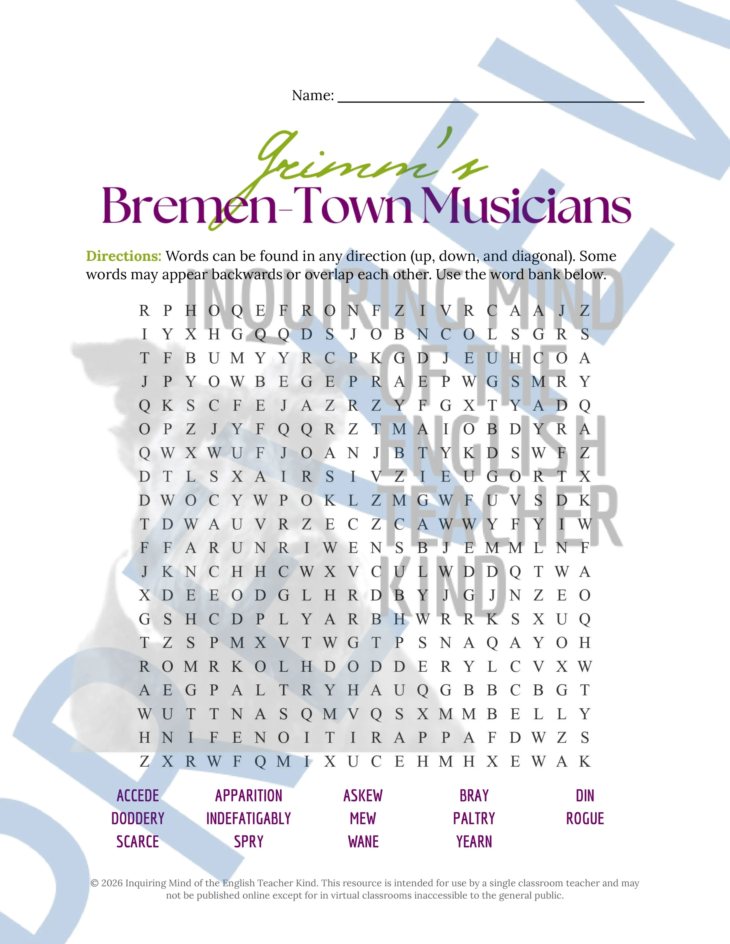 The Bremen Town Musicians Grimm's Fairy Tale Vocabulary Activities (4).jpg