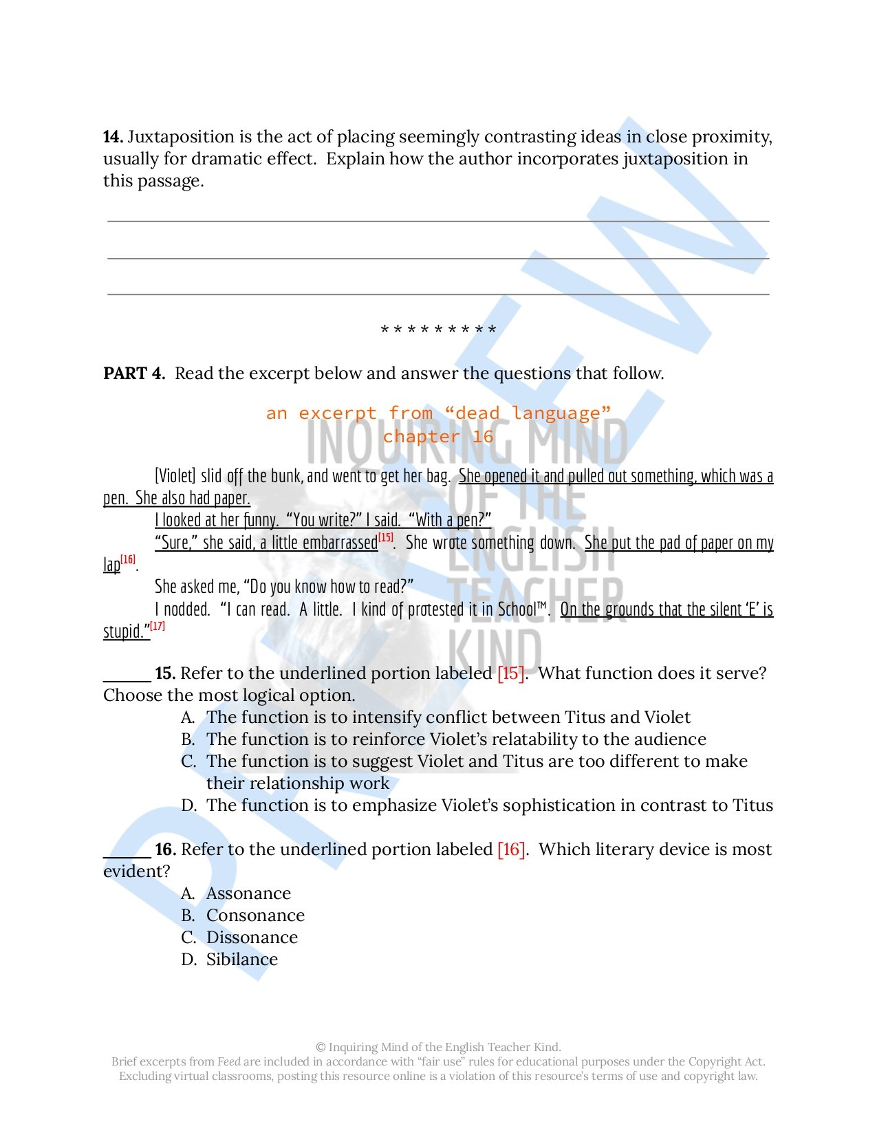 Challenge high school students to push beyond basic reading comprehension and exercise close reading analysis skills while engaging with Feed by M.T. Anderson, a dystopian science fiction novel.