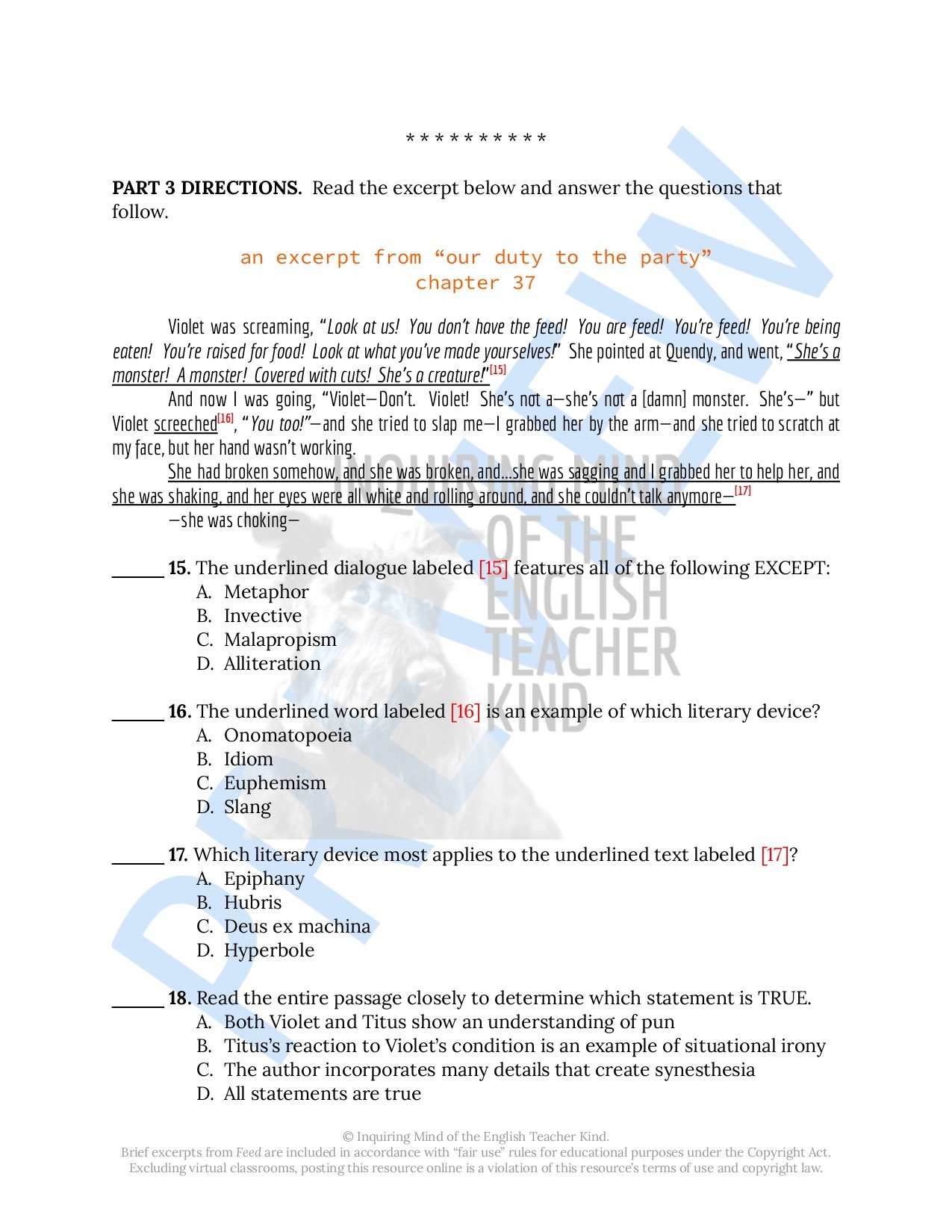 Challenge high school students to push beyond basic reading comprehension and exercise close reading analysis skills while engaging with Feed by M.T. Anderson, a dystopian science fiction novel.