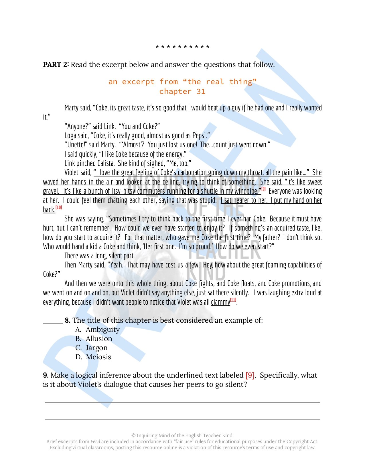 Challenge high school students to push beyond basic reading comprehension and exercise close reading analysis skills while engaging with Feed by M.T. Anderson, a dystopian science fiction novel.