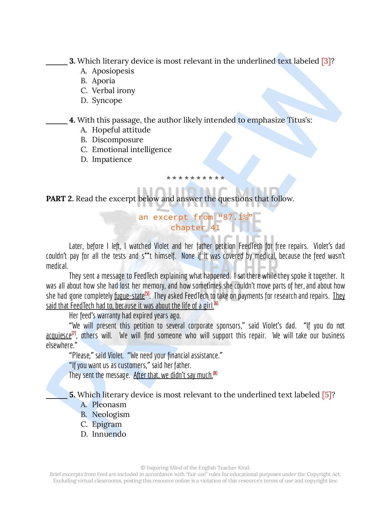 Challenge high school students to push beyond basic reading comprehension and exercise close reading analysis skills while engaging with Feed by M.T. Anderson, a dystopian science fiction novel.