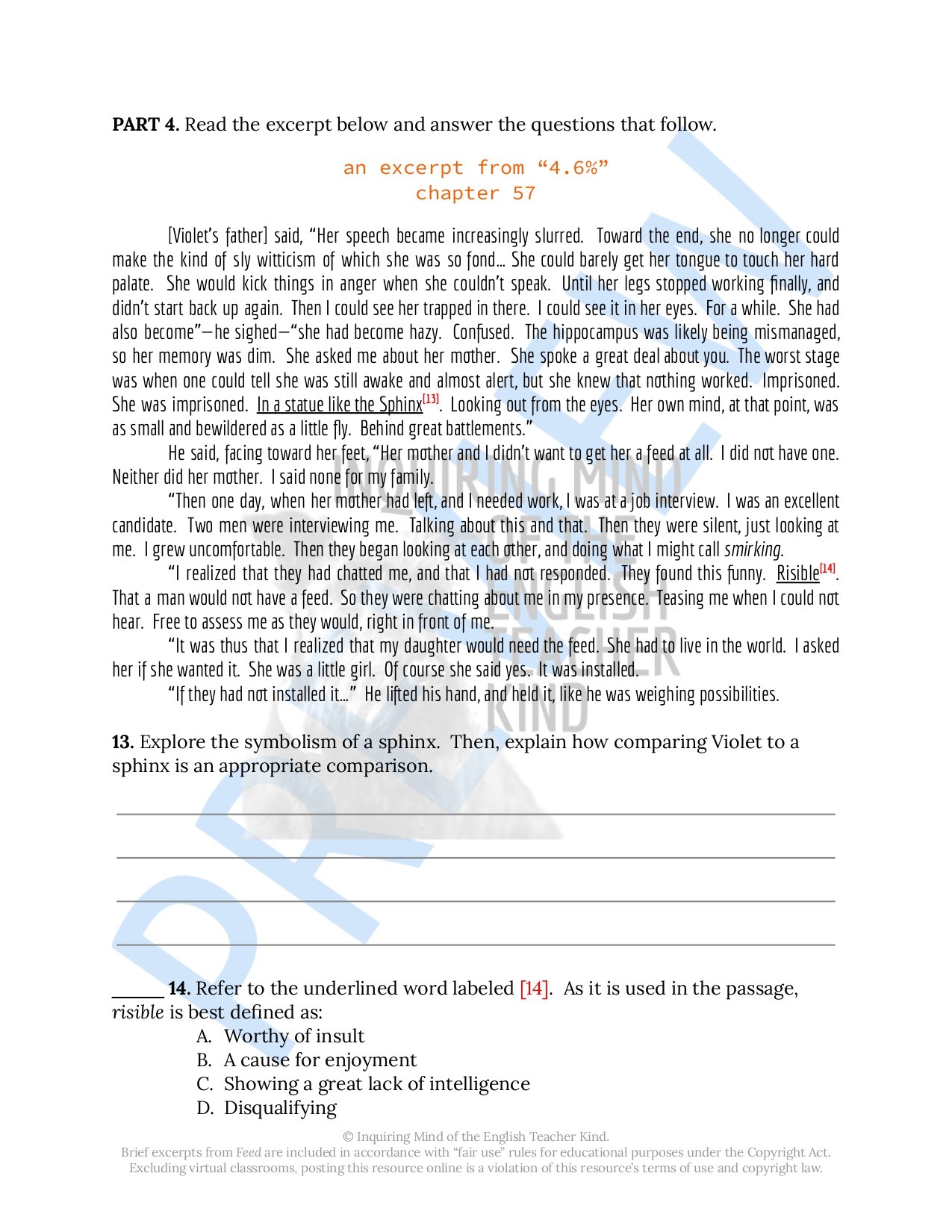 Challenge high school students to push beyond basic reading comprehension and exercise close reading analysis skills while engaging with Feed by M.T. Anderson, a dystopian science fiction novel.