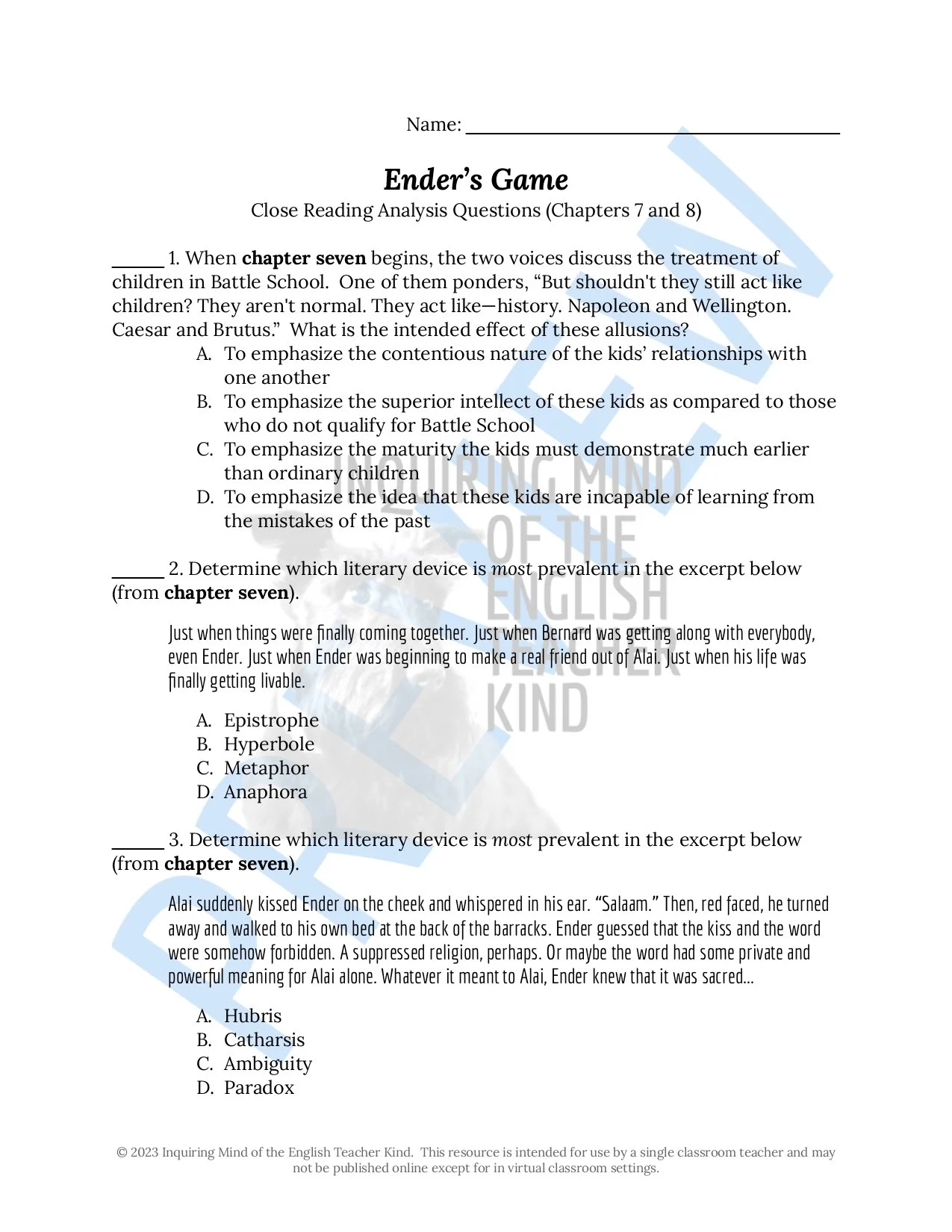 Teaching Resources — Inquiring Mind of the English Teacher Kind