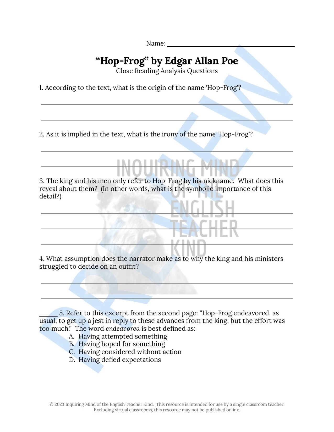 quot The Murders in the Rue Morgue quot Quiz Close Reading and Vocabulary