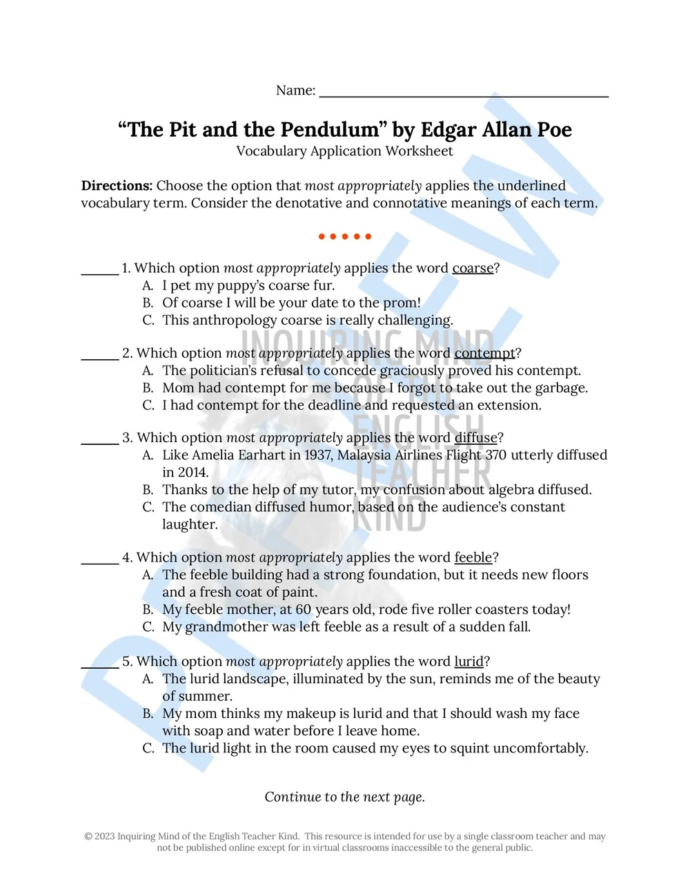 Edgar Allan Poe — Teaching Resources — Inquiring Mind of the English  Teacher Kind