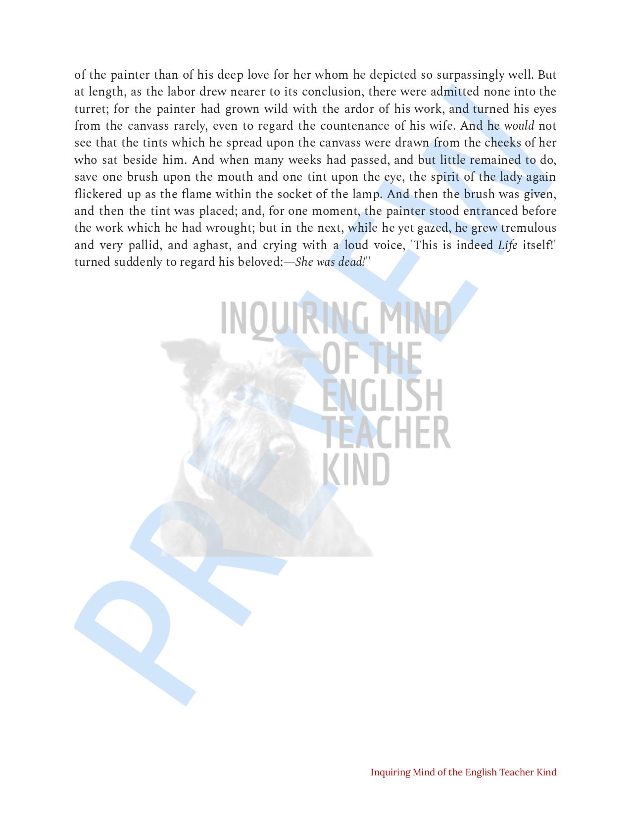 Eliminate take-home assessment planning with this bundle of materials for teaching the Gothic short story "The Oval Portrait" by Edgar Allan Poe.