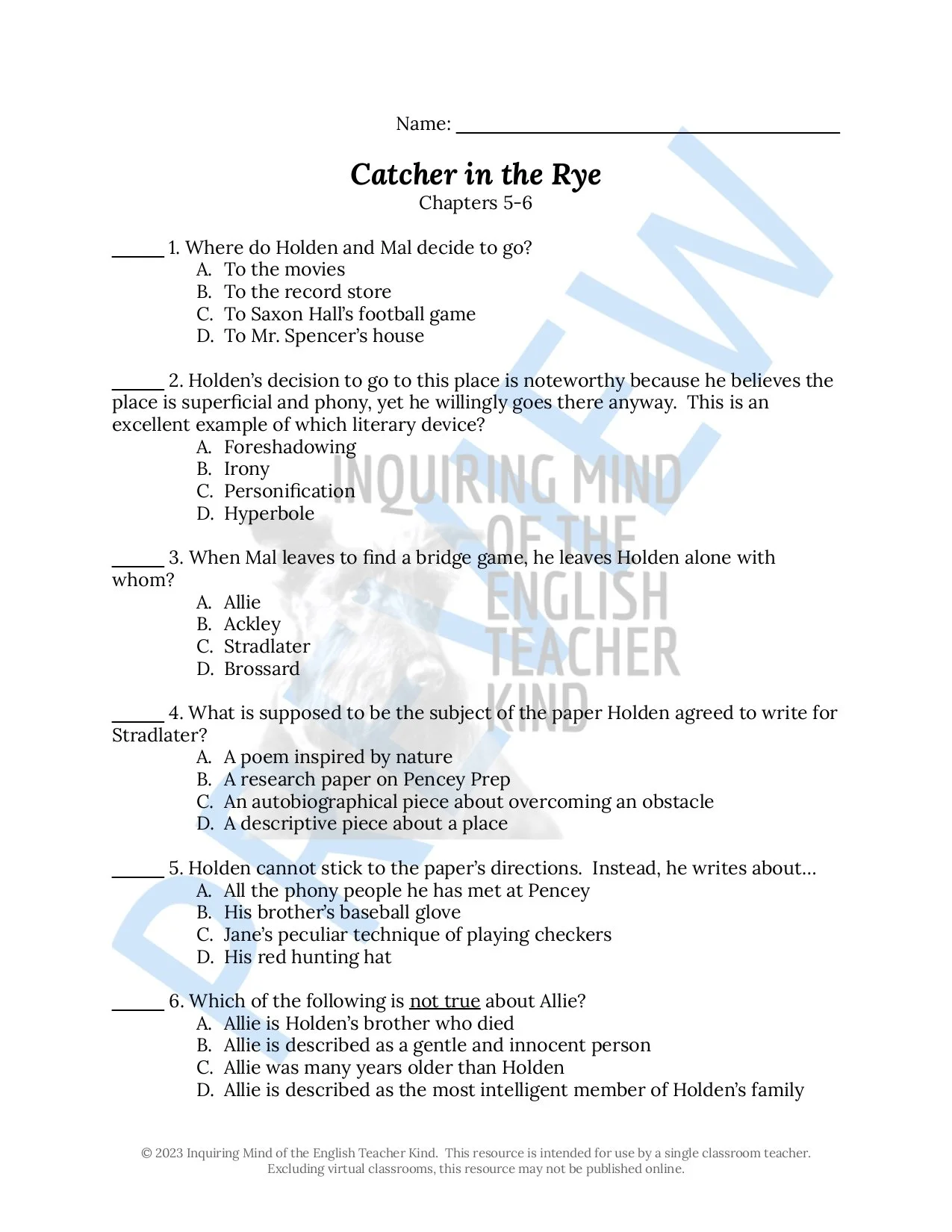 Catcher in the Rye Chapters 5 and 6 Quiz and Answer Key (1).jpg