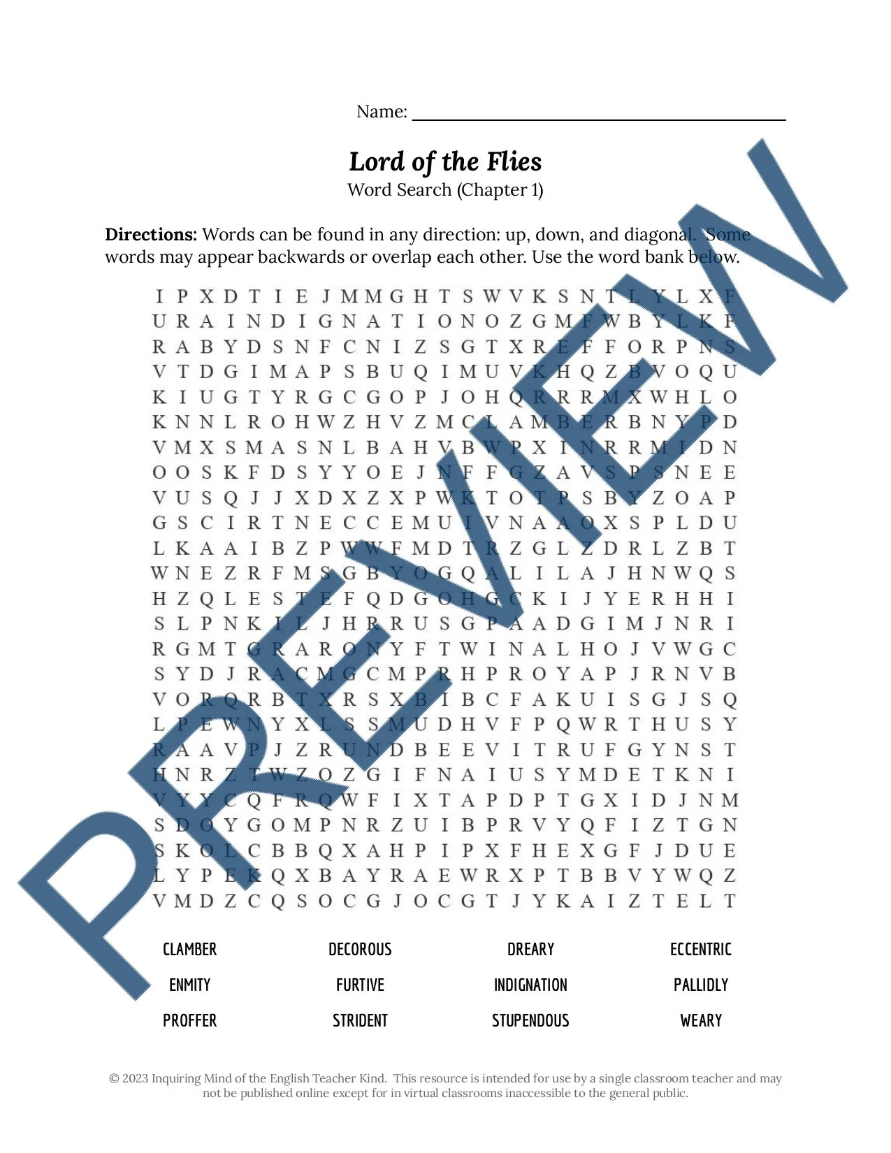 Lord of the Flies Chapter 1 Quiz, Close Reading, and Vocabulary
