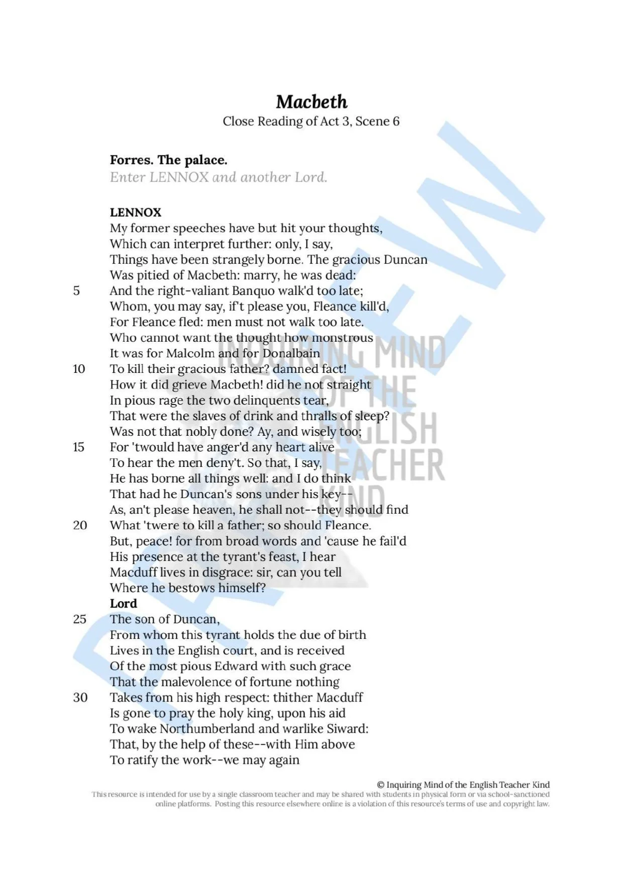 Challenge high school students to push beyond basic reading comprehension and exercise close reading analysis skills while engaging with Macbeth by William Shakespeare.