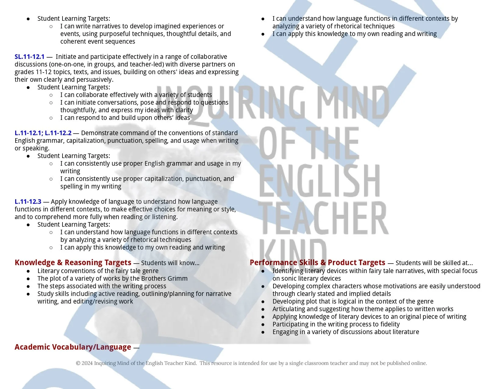 High School Creative Writing Unit Plan for Modified and Modern Fairy ...