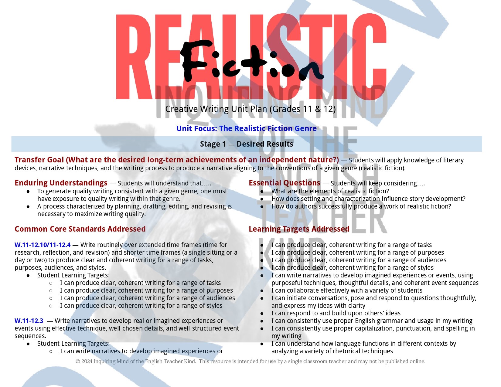 High School Creative Writing Complete Semester Curriculum and Supplemental Materials Bundle by Inquiring Mind of the English Teacher Kind