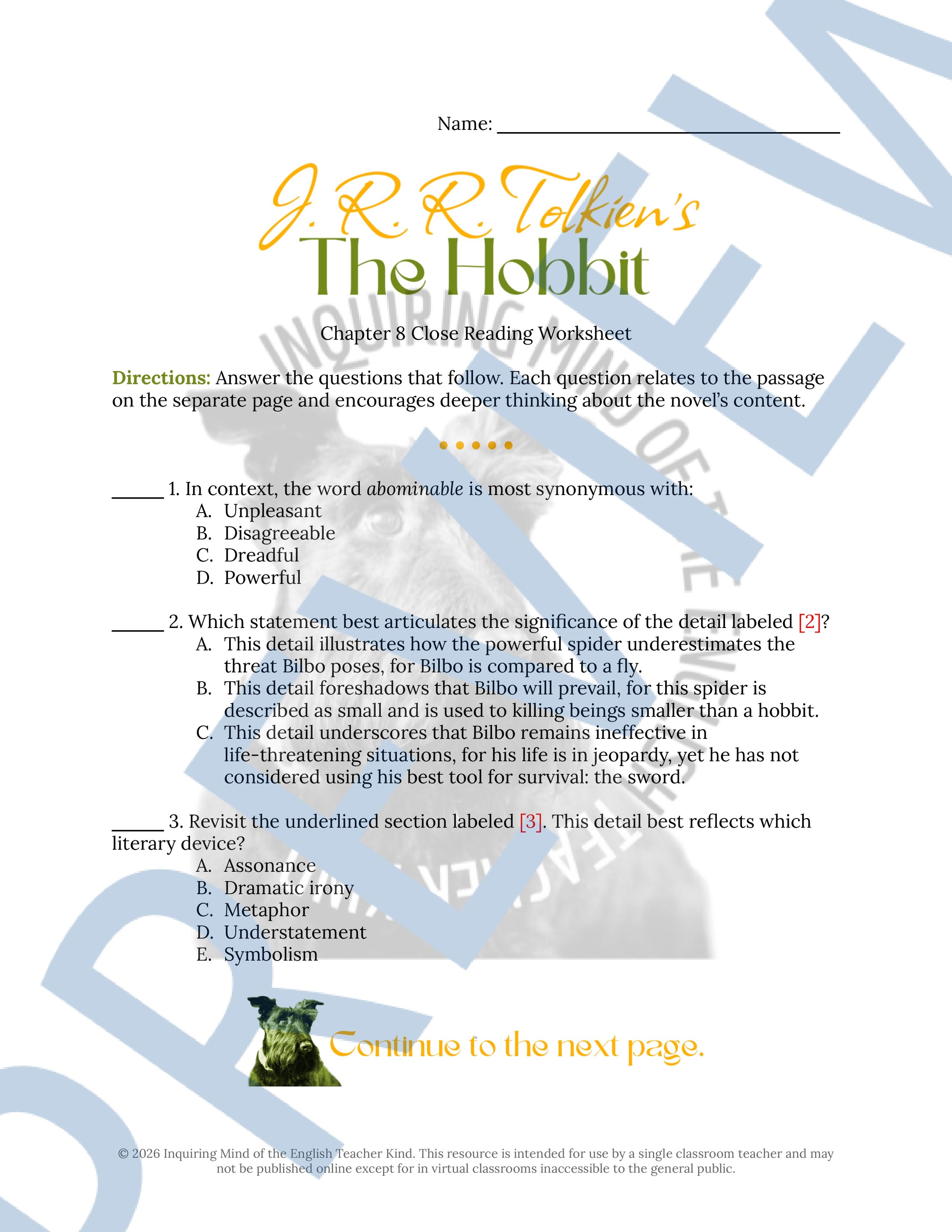 The Hobbit Chapter 8 Close Reading Analysis Worksheet (1).jpg