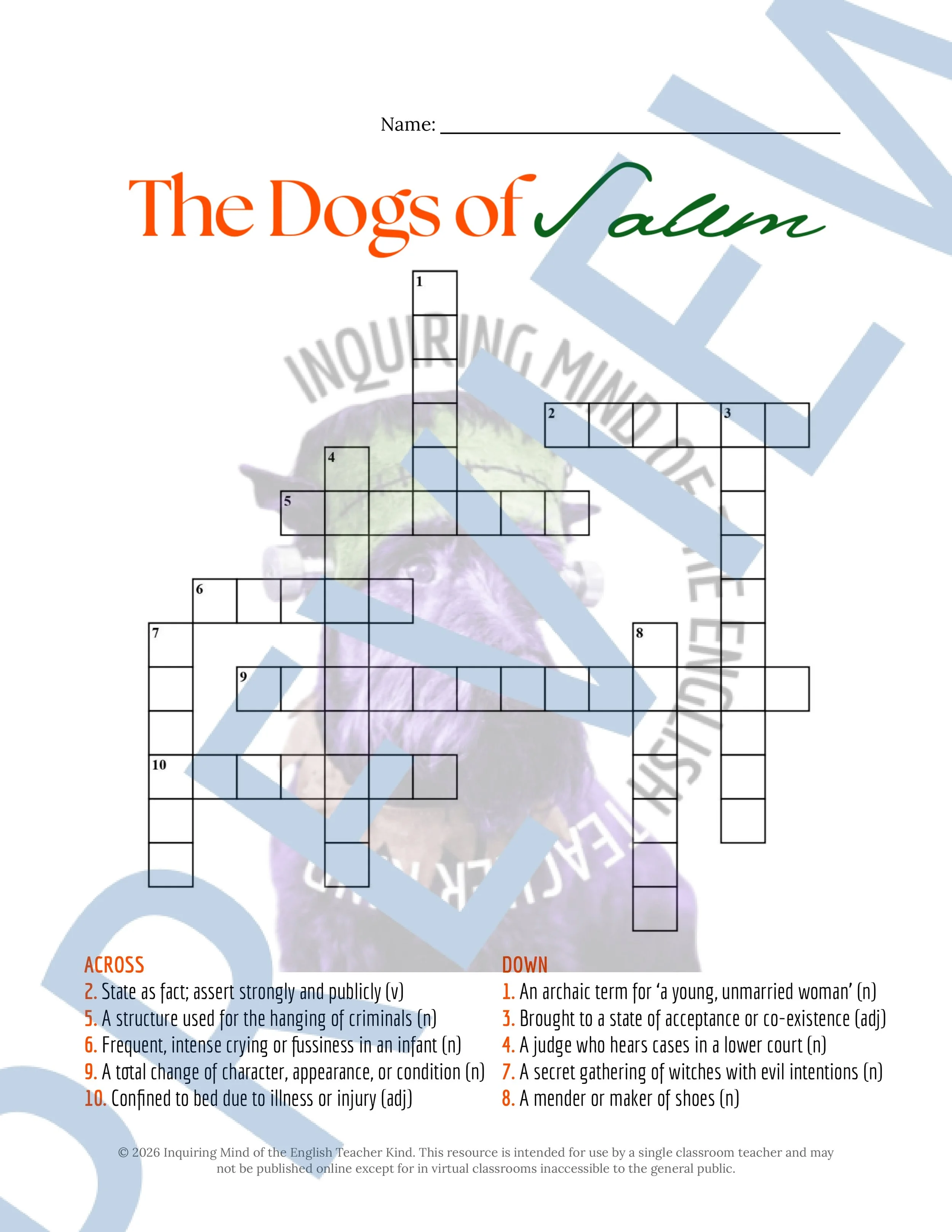The Dogs of Salem by David Keller Vocabulary Activities - High School Short Story for the Halloween Season (3).jpg