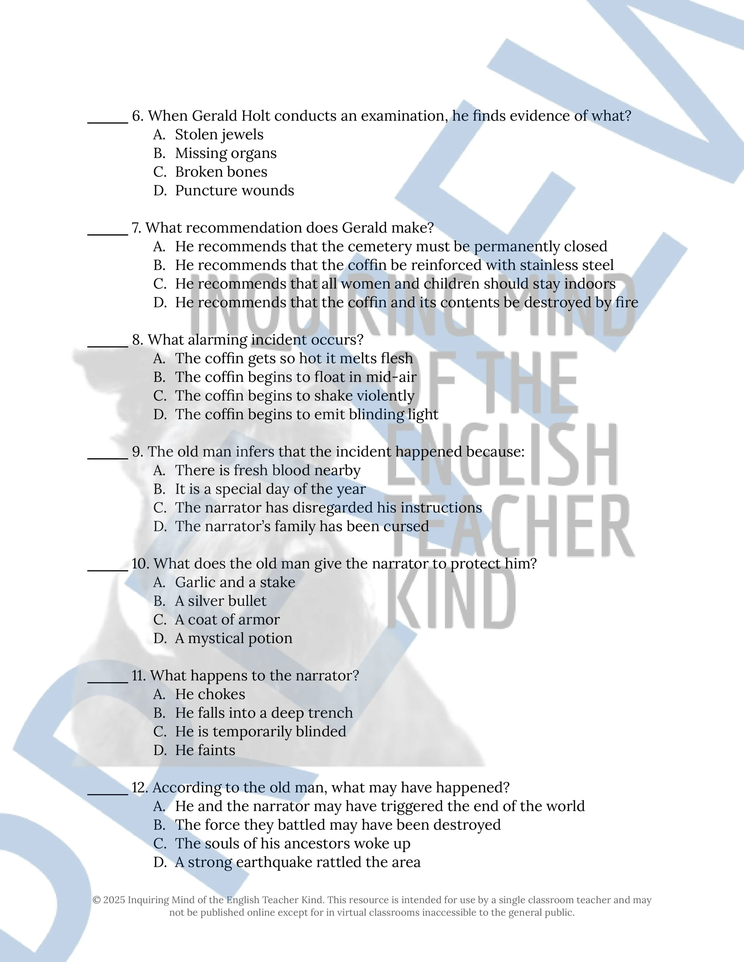 13 Halloween Horror Short Stories, Quizzes, and Answer Keys for High School ELA from Inquiring Mind of the English Teacher Kind (Vol. 2)