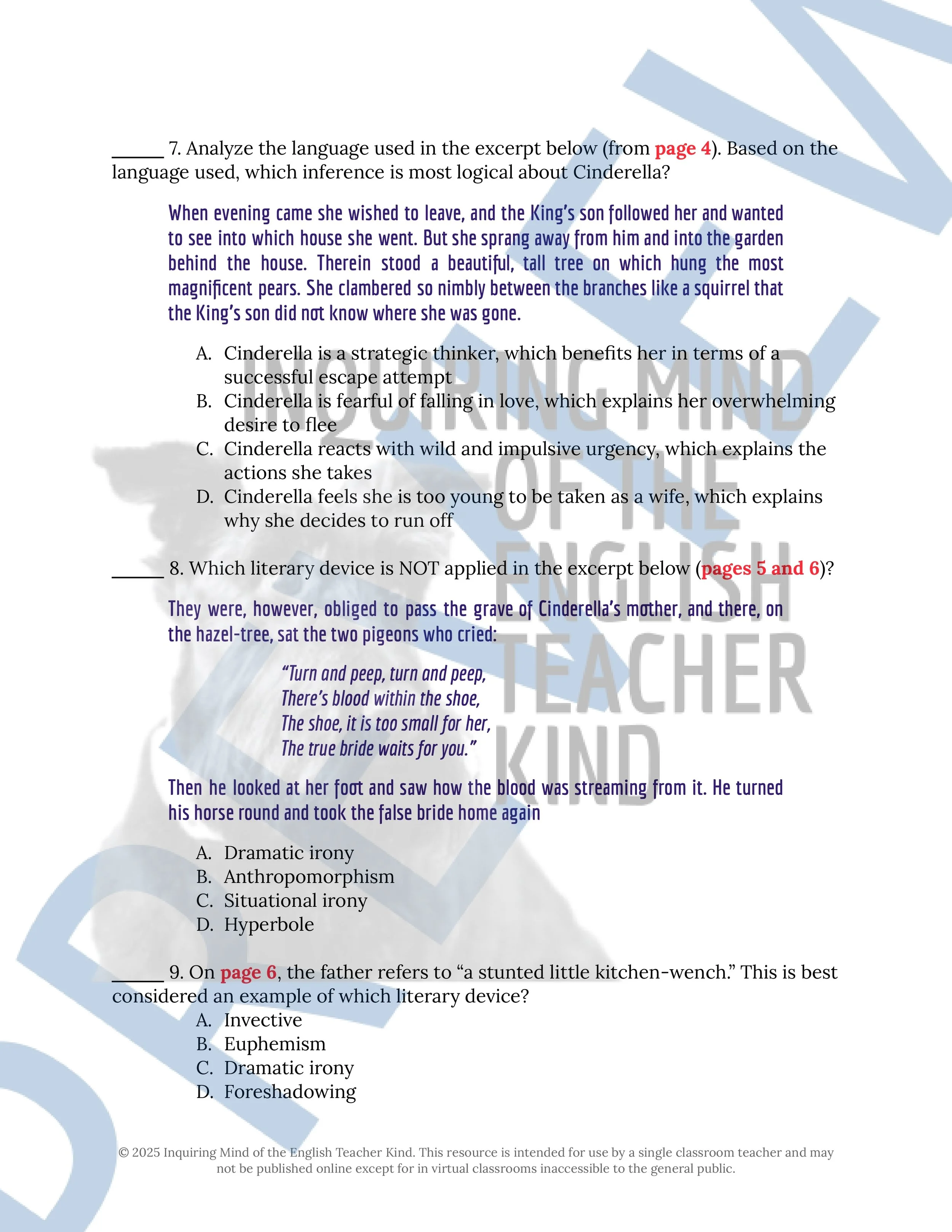 Cinderella Grimm's Fairy Tale Close Reading Analysis Worksheet from Inquiring Mind of the English Teacher Kind (3).jpg