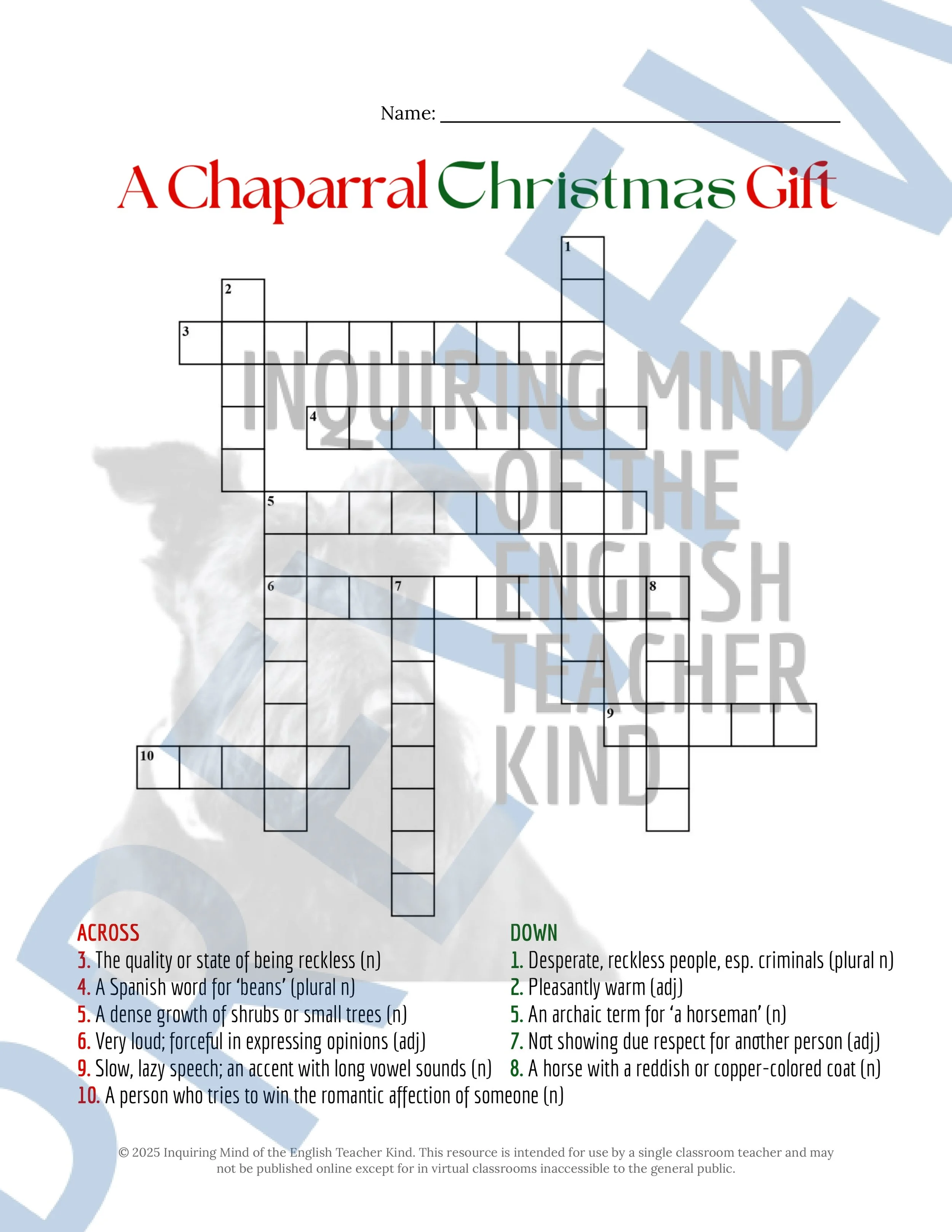 A Chaparral Christmas Gift by O. Henry Vocabulary Activities for High School ELA (3).jpg