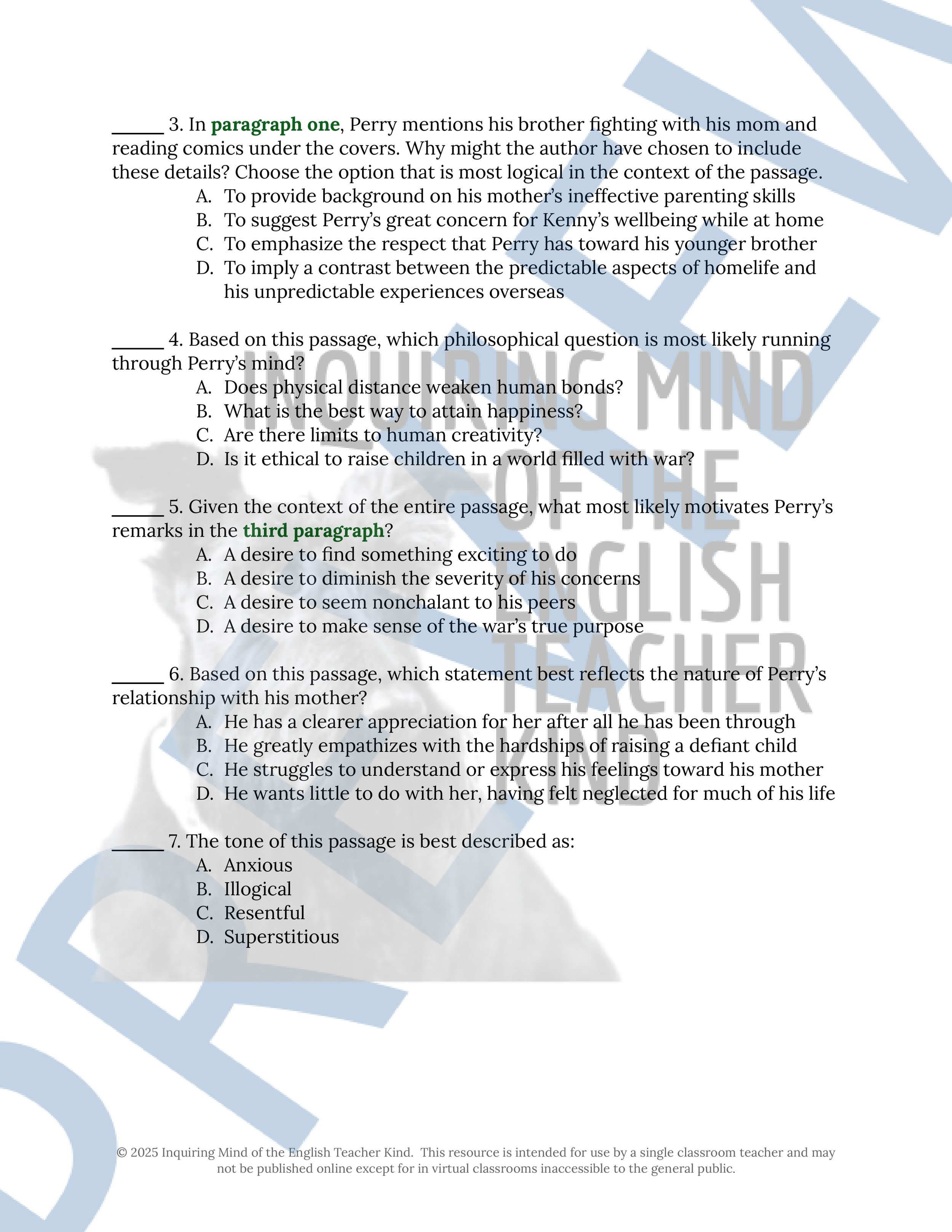 Fallen Angels Quizzes, Worksheets, Research Project, Test, and Answer Keys Mega Bundle from Inquiring Mind of the English Teacher Kind