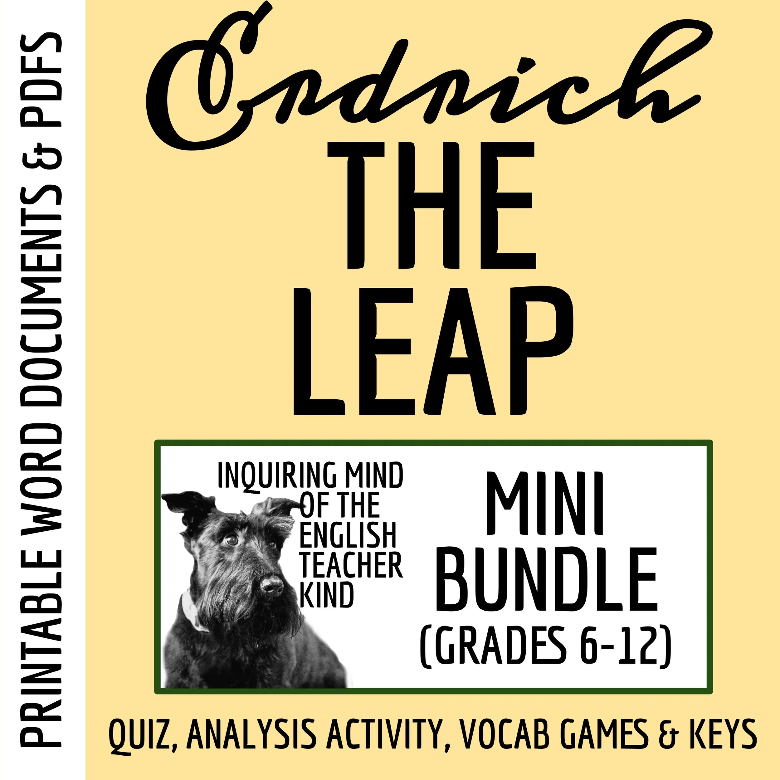 "The Leap" by Louise Erdrich Quiz, Close Reading Worksheet, and Vocabulary Games