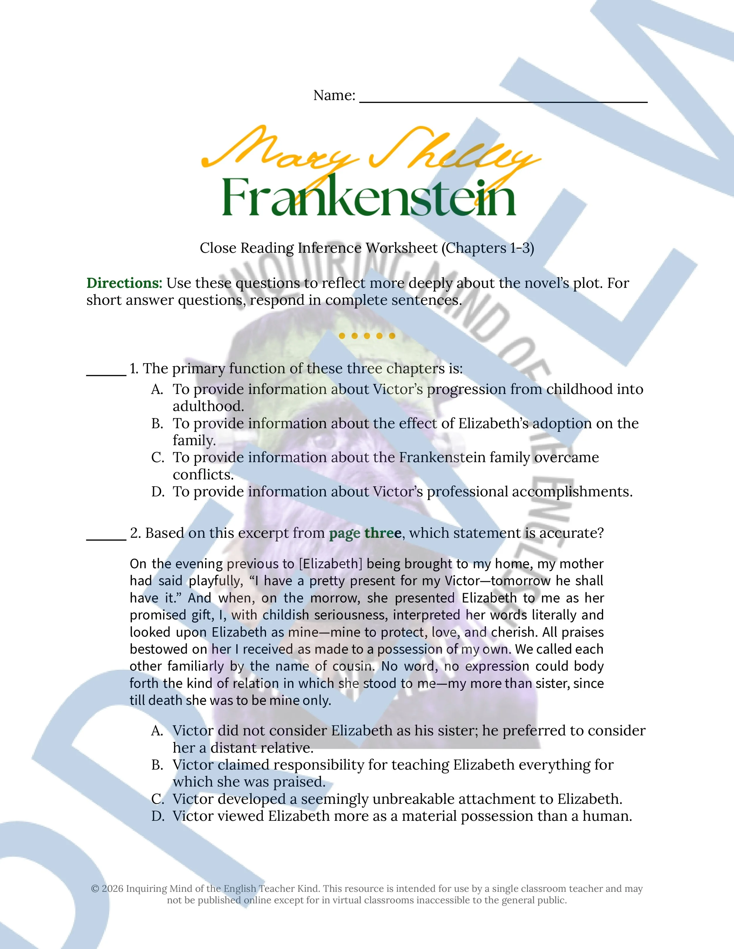 Frankenstein Chapters 1, 2, and 3 Close Reading Analysis Worksheet and Answer Key for High School English Language Arts (1).jpg