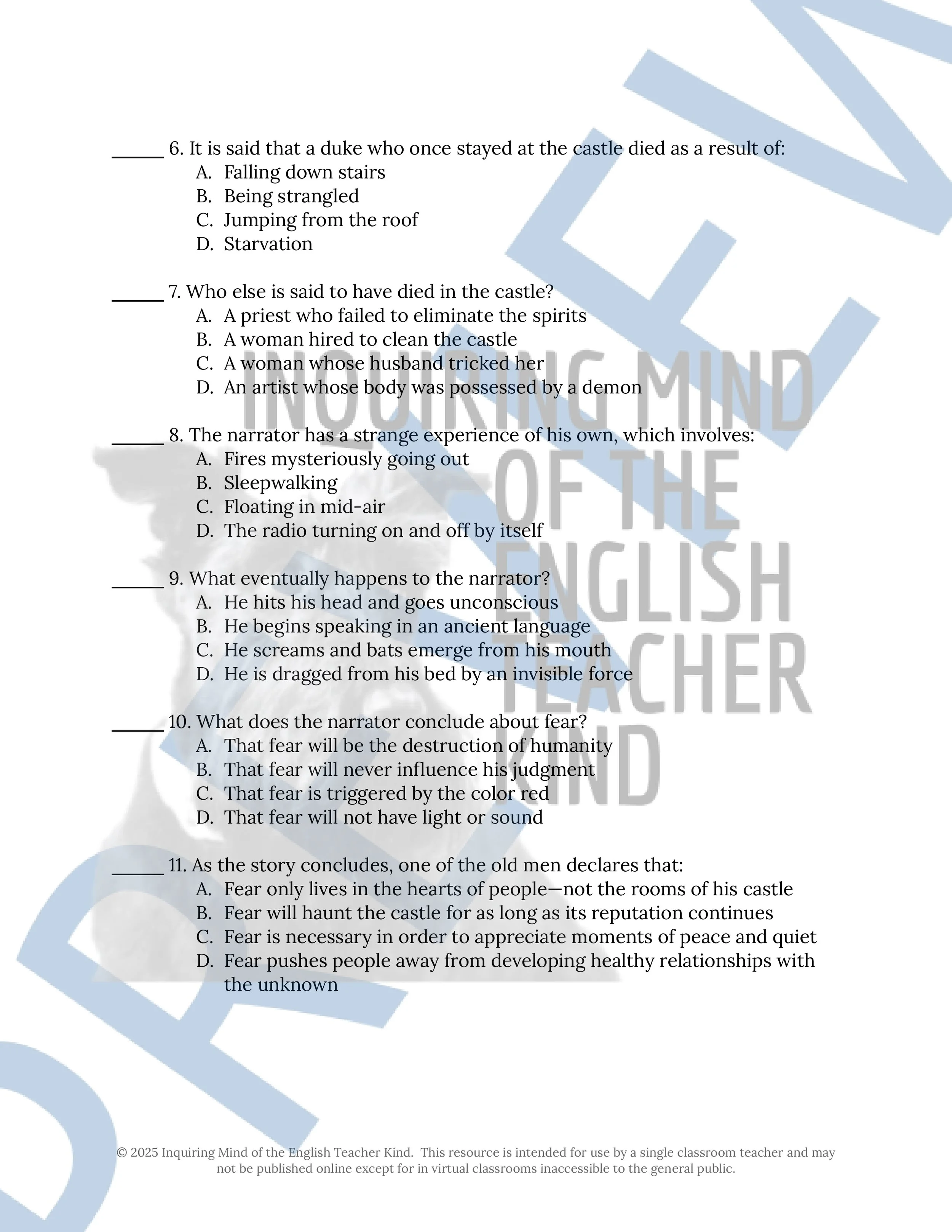 13 Halloween Short Stories for High School Reading Comprehension Quizzes and Answer Keys from Inquiring Mind of the English Teacher Kind