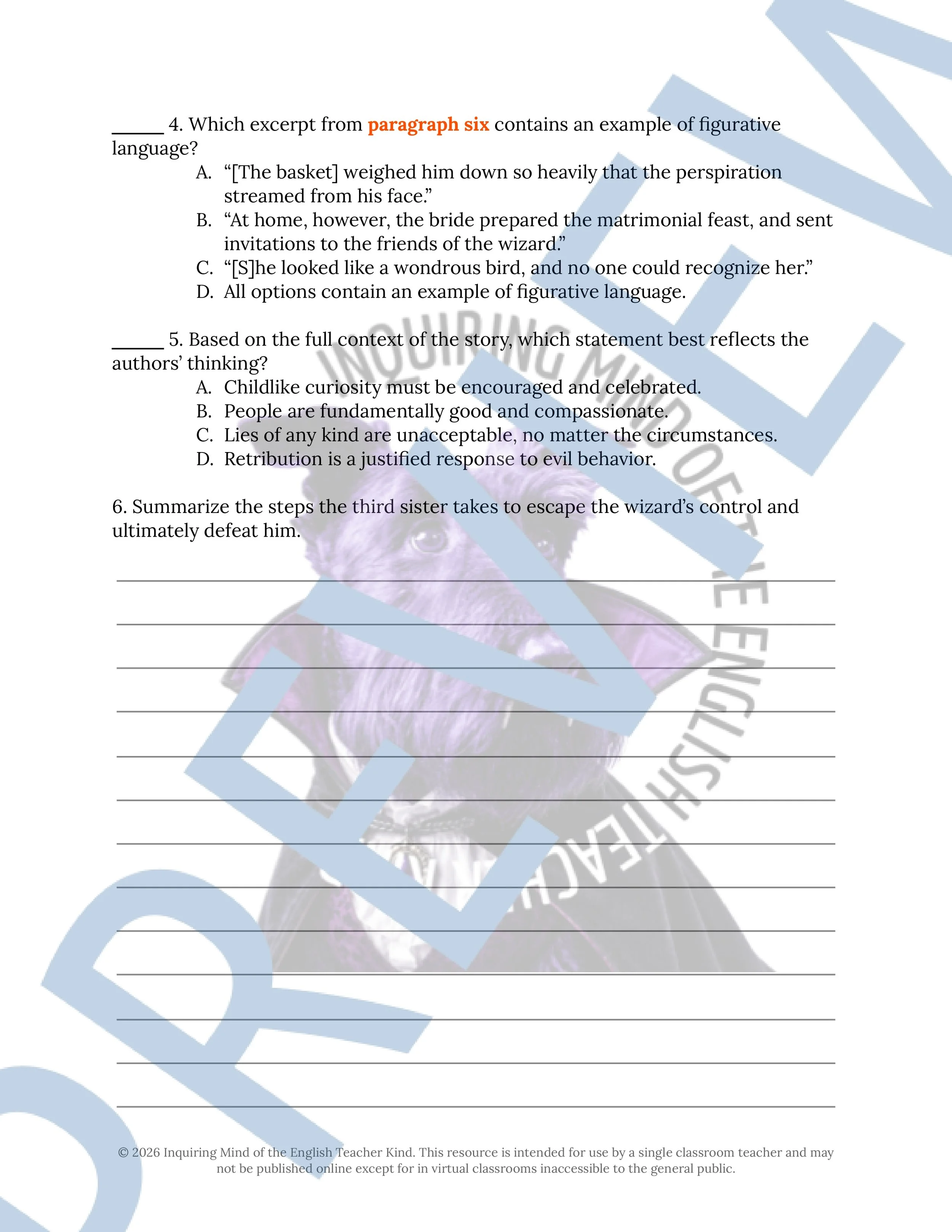 Fitcher's Bird by the Brothers Grimm Close Reading Analysis Worksheet (2).jpg