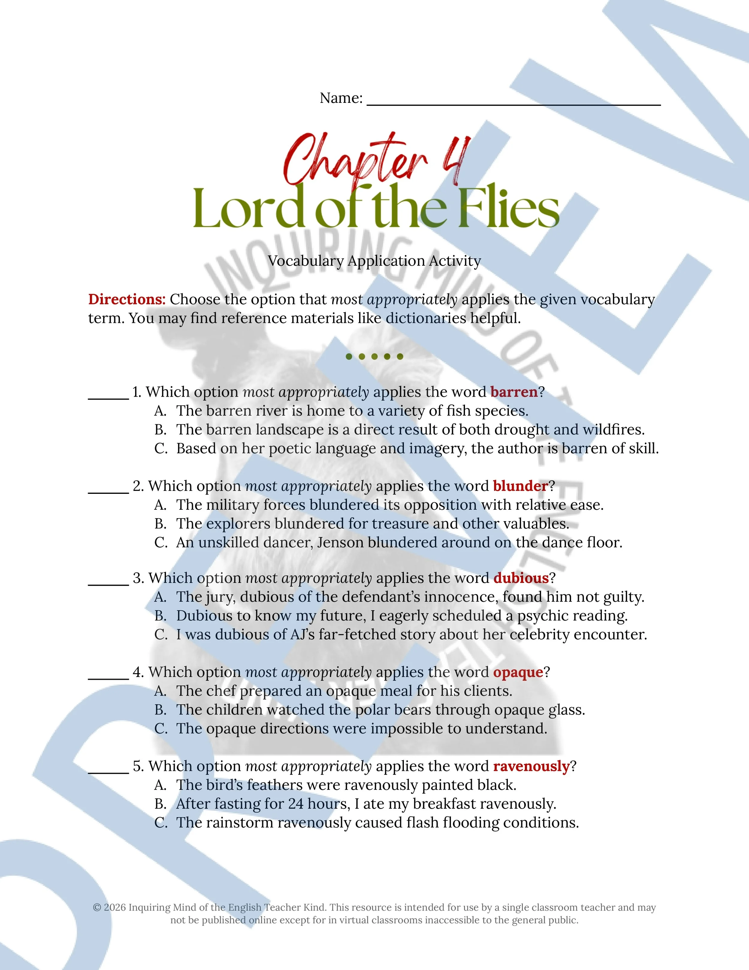 Lord of the Flies Chapter 4 Vocabulary Activities for High School English Language Arts (1).jpg