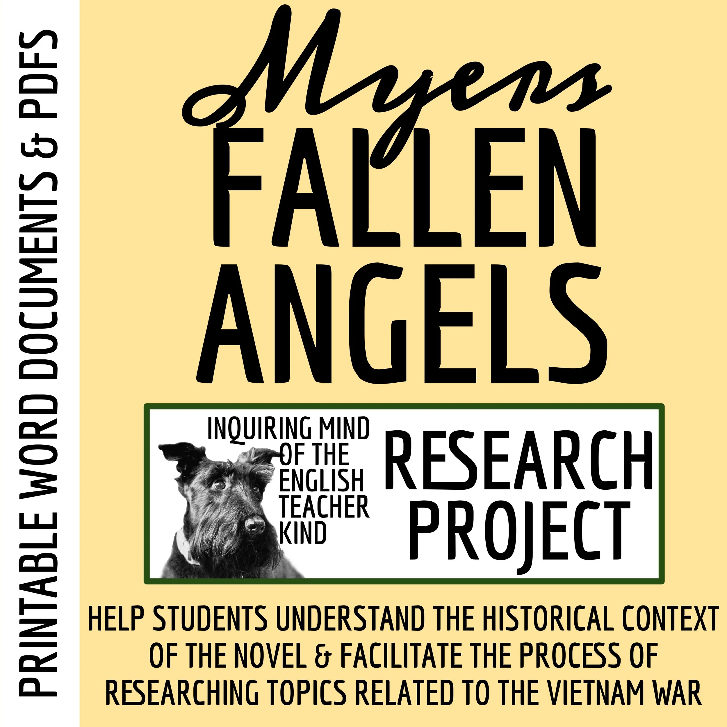 Fallen Angels by Walter Dean Myers and the Vietnam War Research Project for High School English Language Arts from Inquiring Mind of the English Teacher Kind