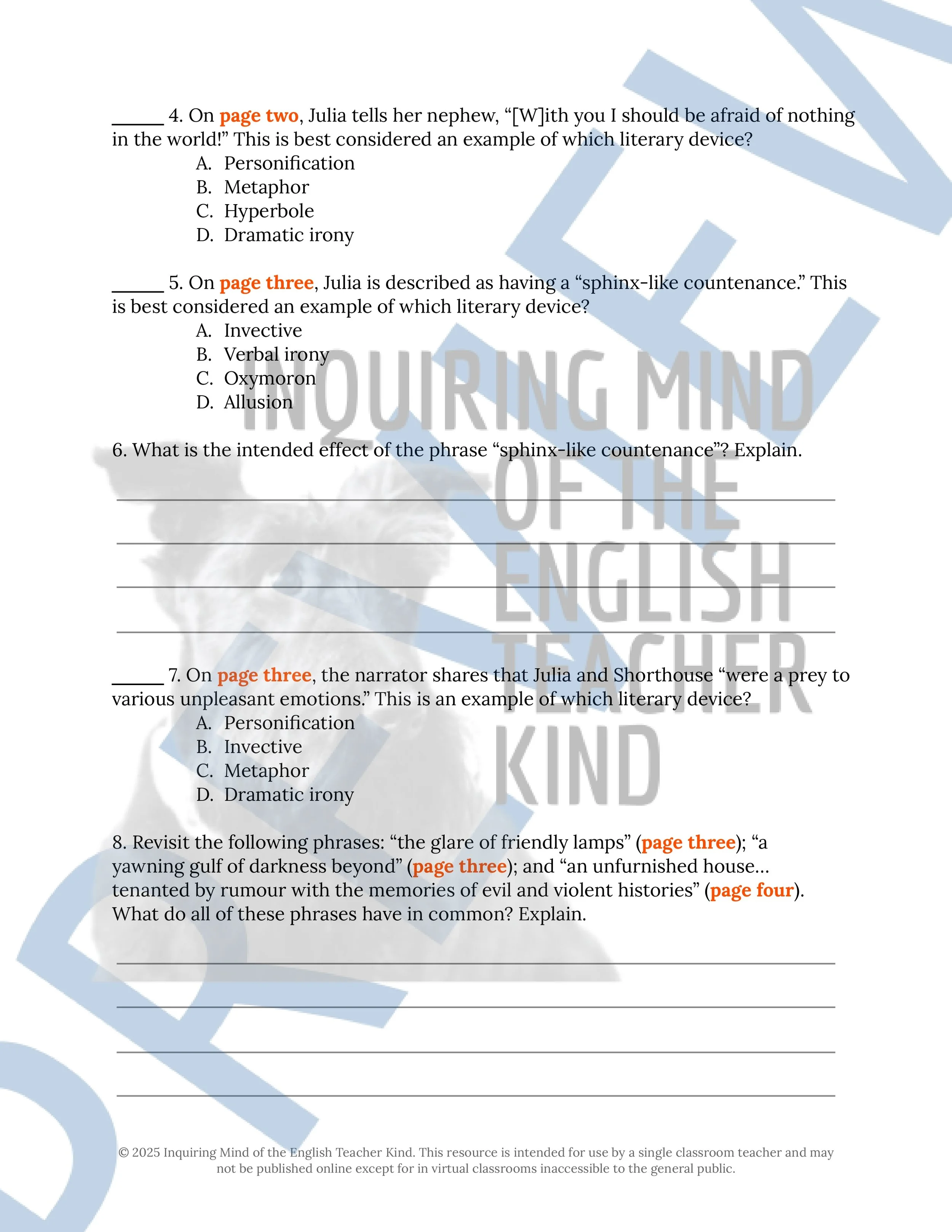 "The Empty House" by Algernon Blackwood Quiz, Analysis Worksheet, Vocabulary Games, and Halloween Ghost Story from Inquiring Mind of the English Teacher Kind