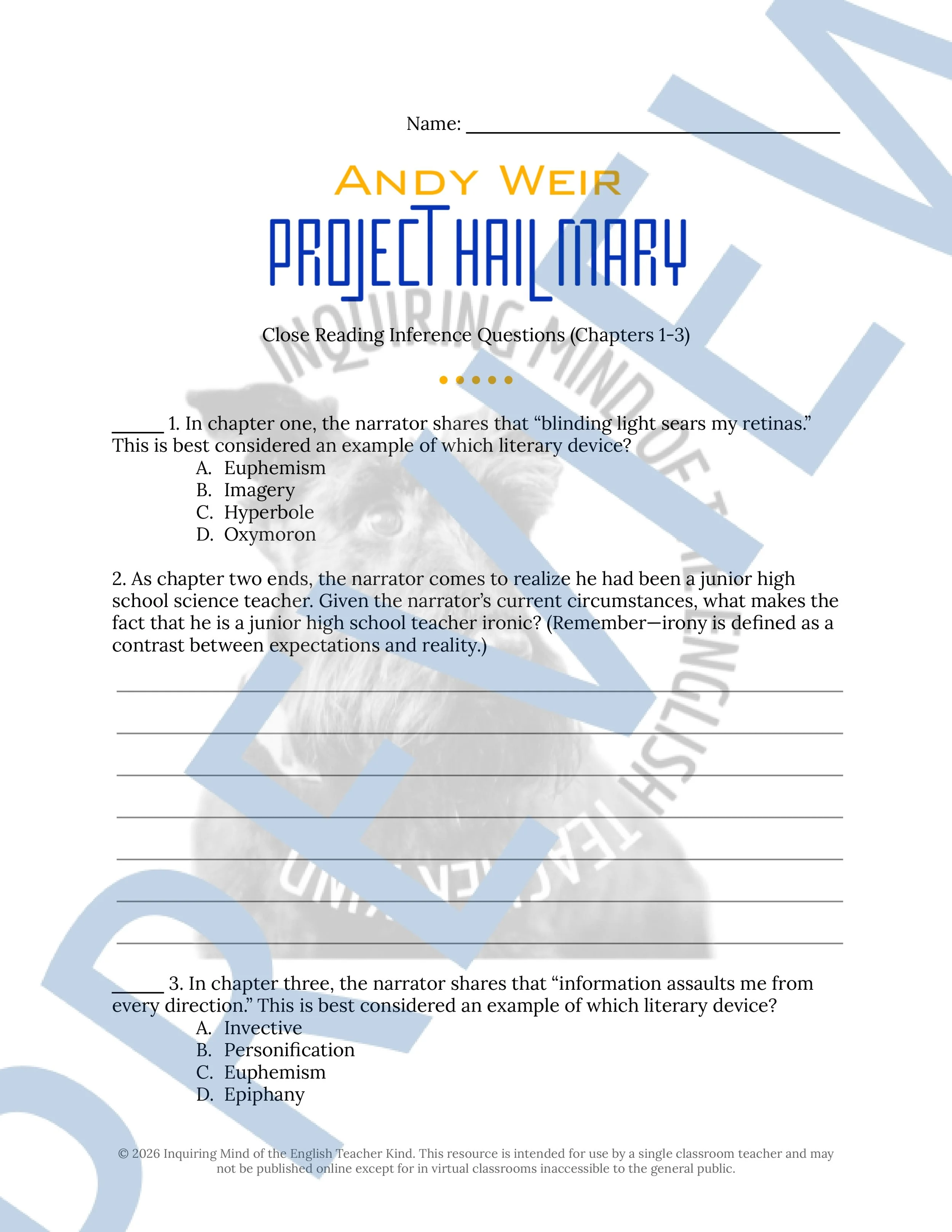 Project Hail Mary by Andy Weir Chapters 1, 2, and 3 Close Reading Analysis Worksheet (1).jpg