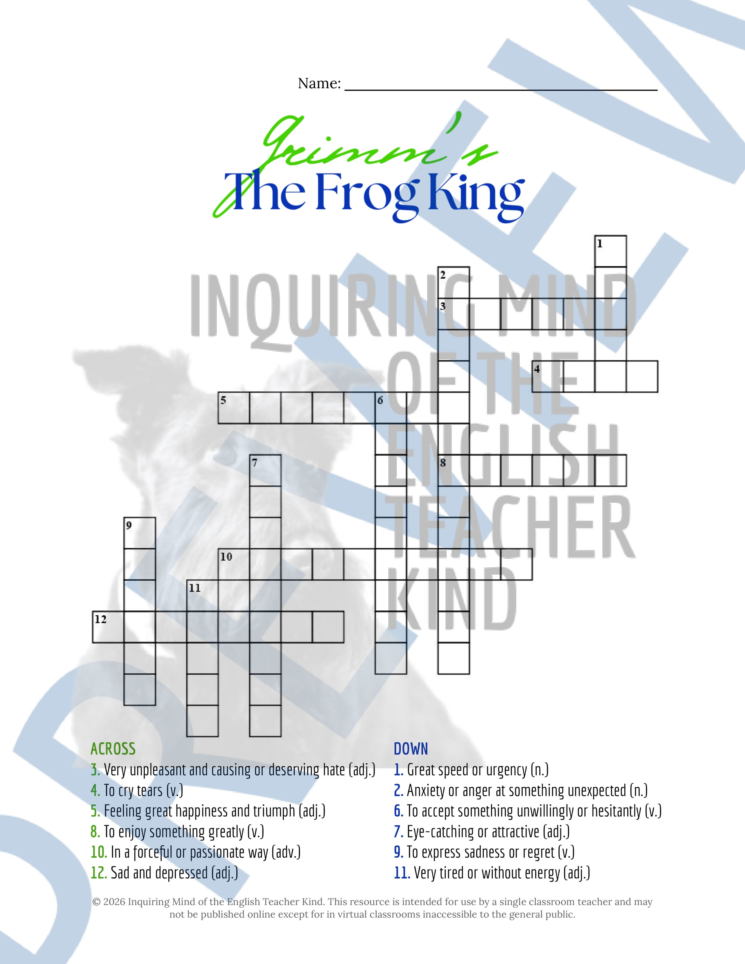 The Frog King Brothers Grimm Fairy Tale Vocabulary Activities (3).jpg