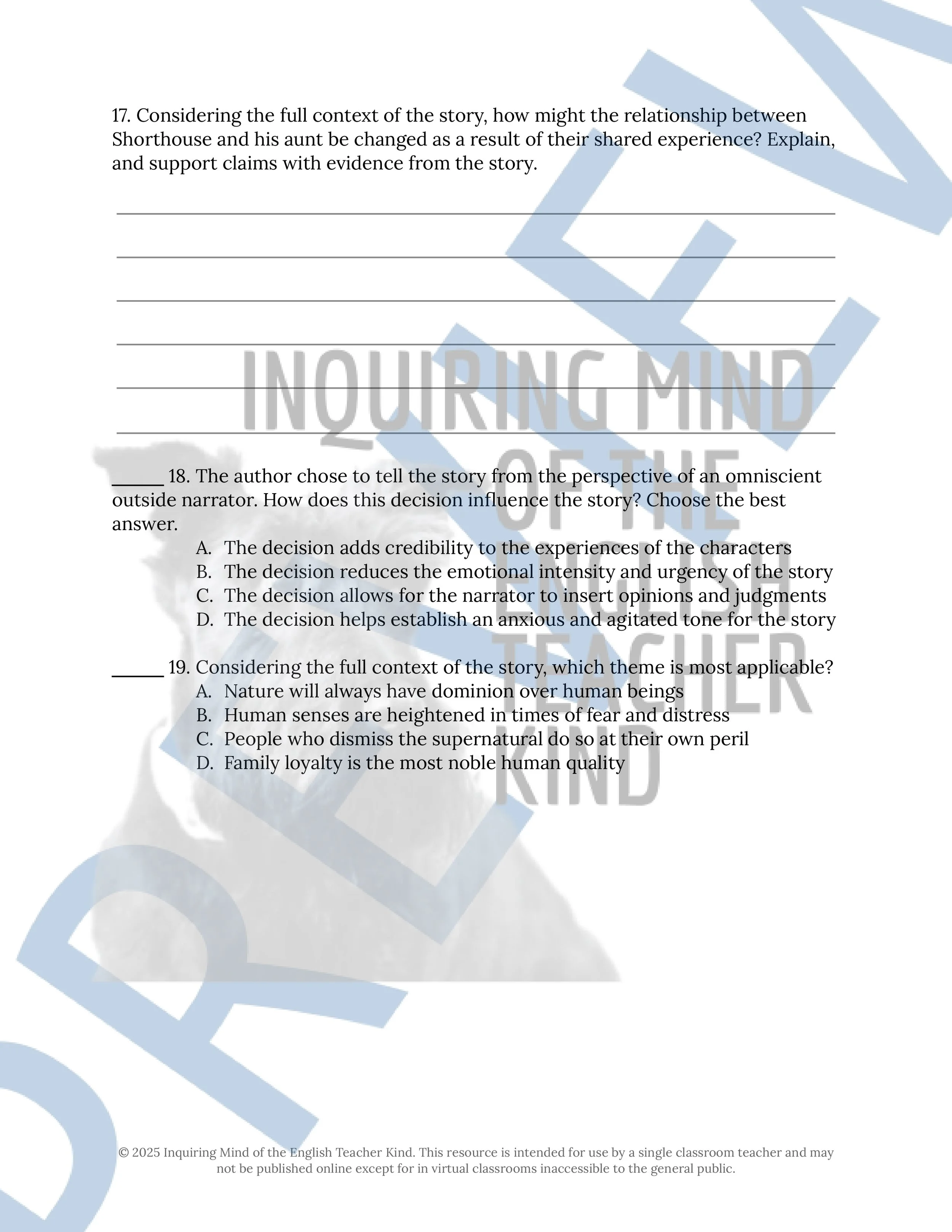 "The Empty House" by Algernon Blackwood Quiz, Analysis Worksheet, Vocabulary Games, and Halloween Ghost Story from Inquiring Mind of the English Teacher Kind