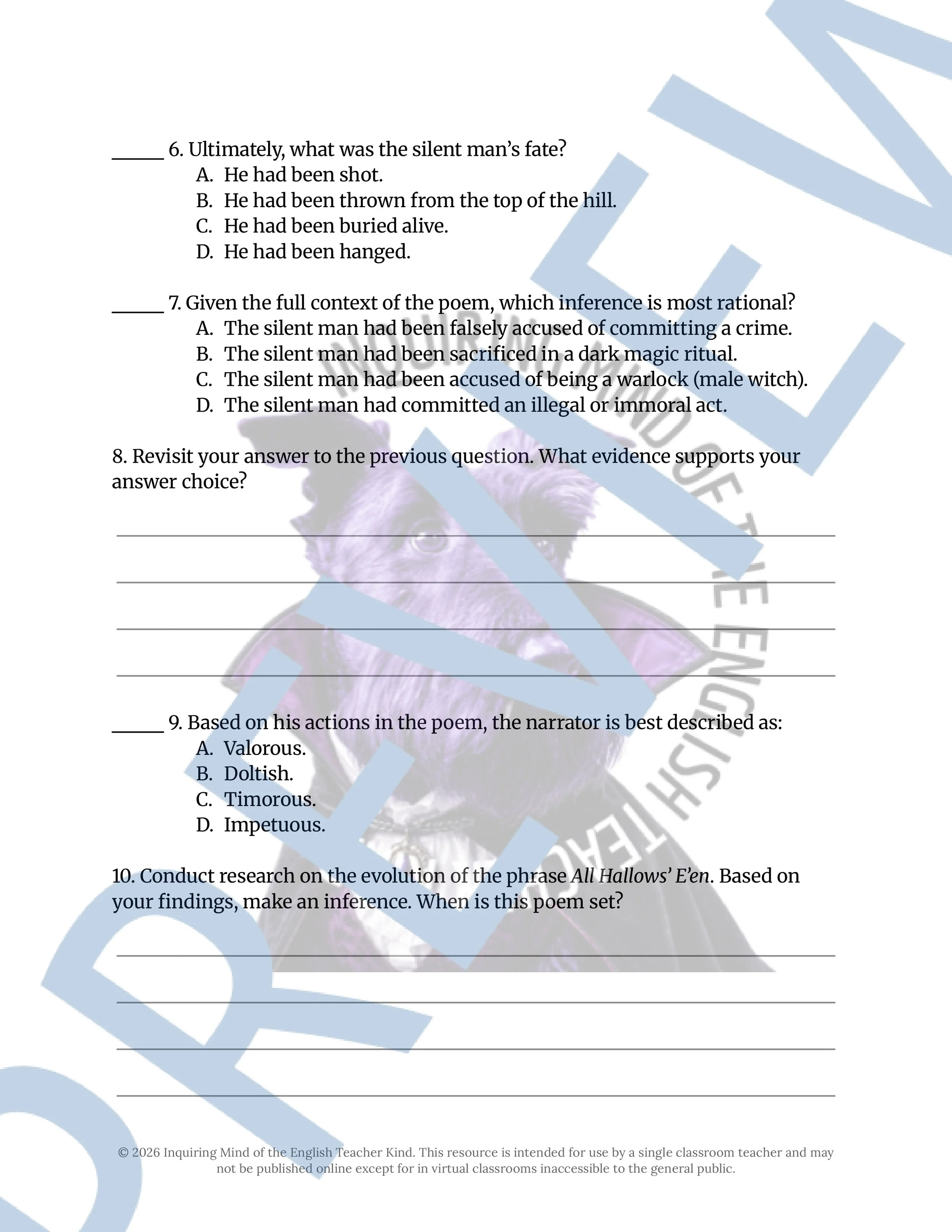 All Hallows' E'en by Alfred I. Tooke Poem Analysis Worksheet for High School and Halloween (3).jpg