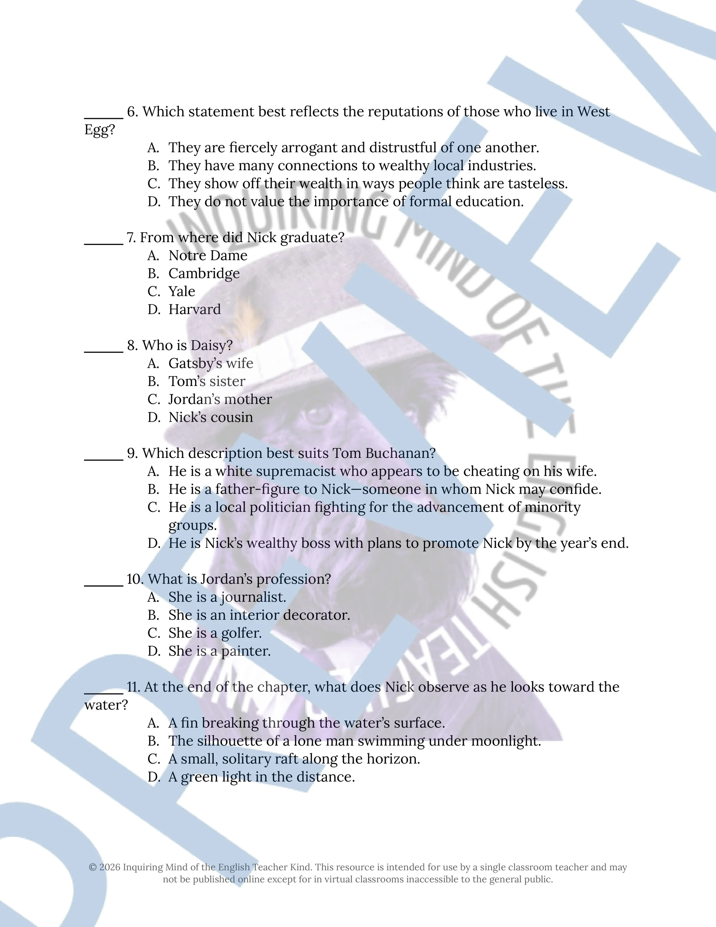 The Great Gatsby Chapter 1 Quiz and Answer Key for Reading Comprehension (2).jpg