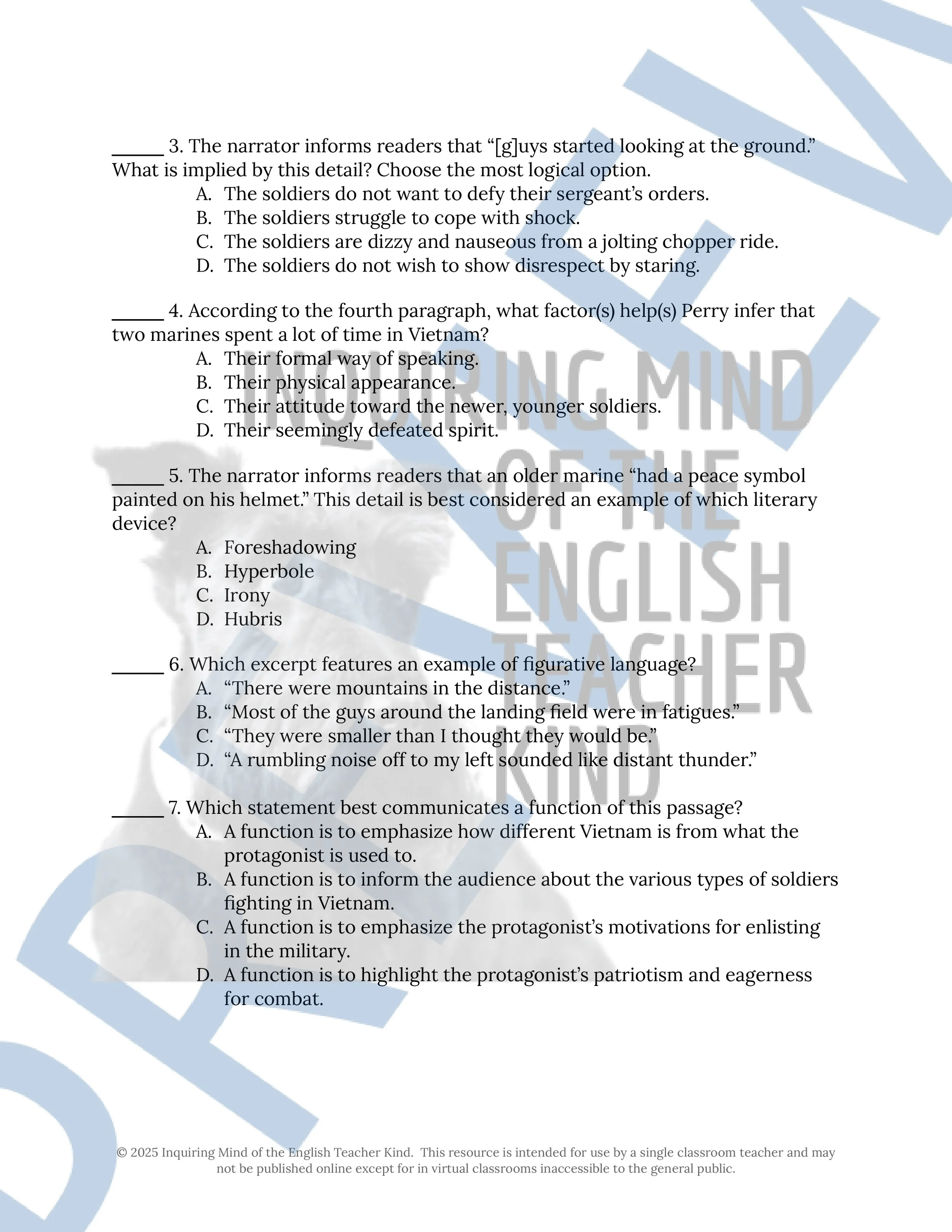 Fallen Angels by Walter Dean Myers Close Reading Analysis Worksheets Bundle for High School English Language Arts from Inquiring Mind of the English Teacher Kind