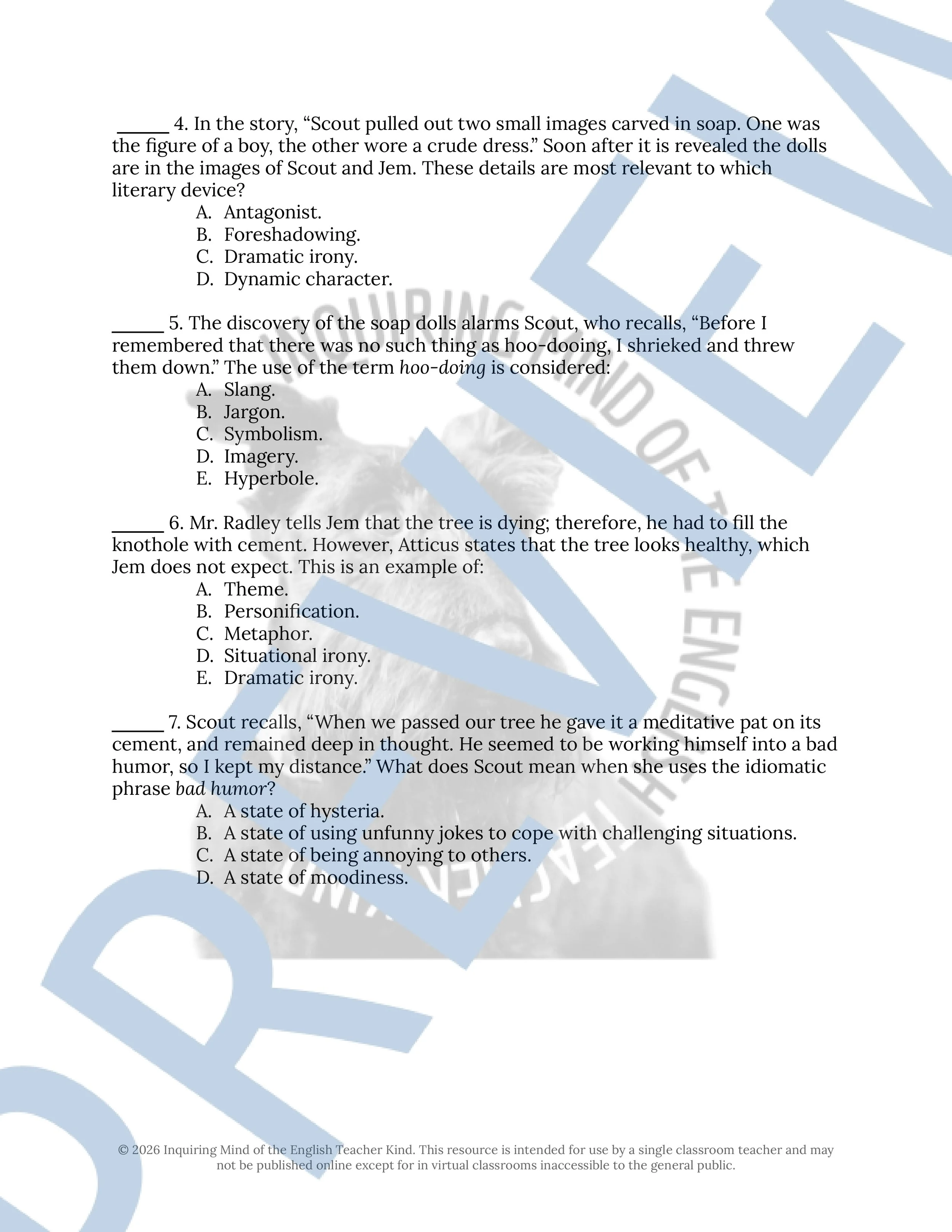 To Kill a Mockingbird Chapter 7 Close Reading Analysis Worksheet and Answer Key for High School American Literature Classes (2).jpg