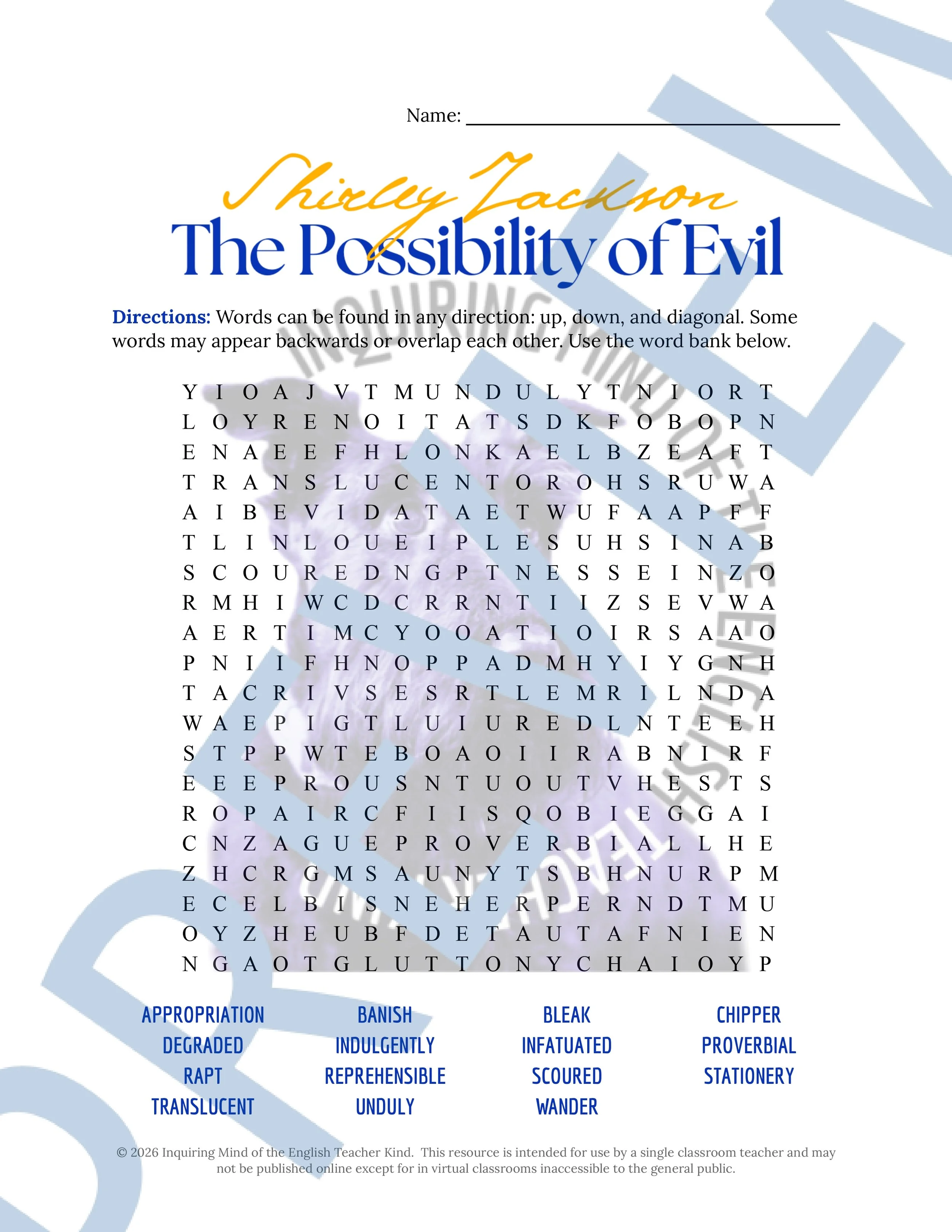 The Possibility of Evil by Shirley Jackson Vocabulary Activities (4).jpg