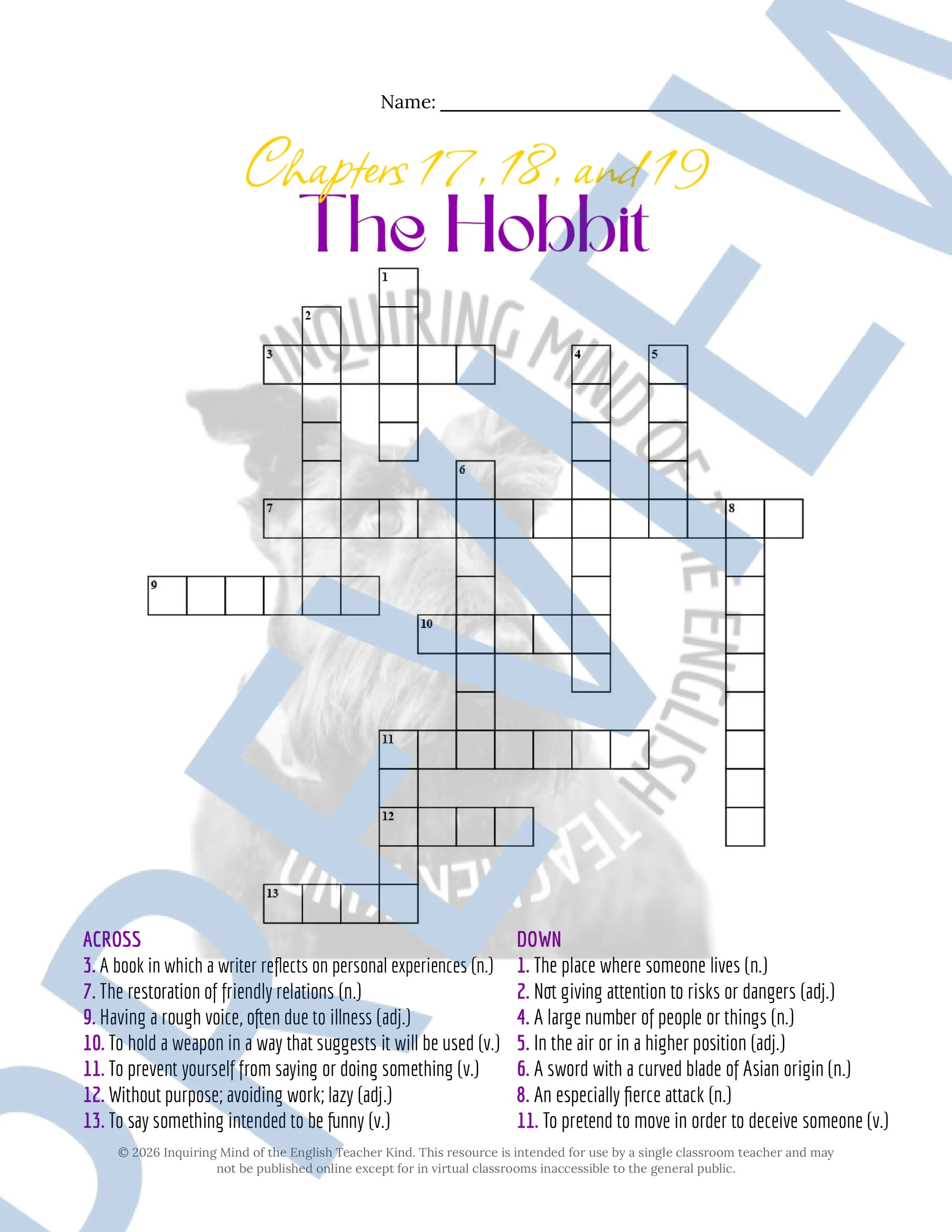 The Hobbit Chapters 17, 18, and 19 Vocabulary Activities (3).jpg