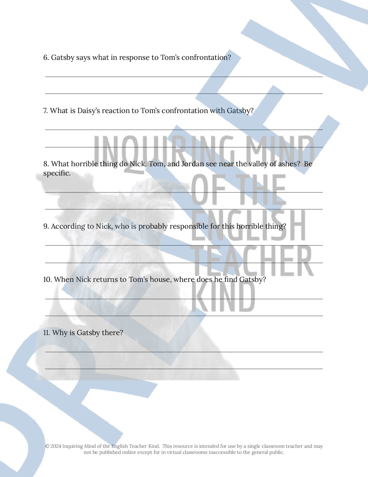 The Great Gatsby by F. Scott Fitzgerald Quiz and Answer Key Bundle for High School