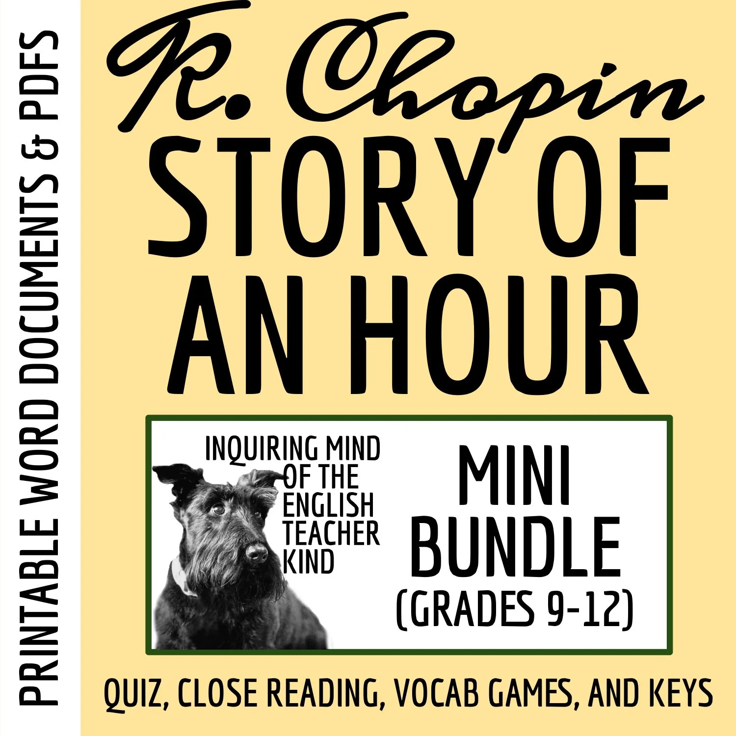 "The Story of an Hour" by Kate Chopin Quiz, Close Reading Activity, and Vocabulary Games Bundle for High School