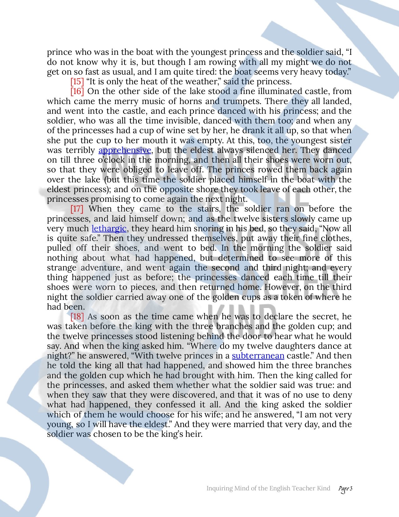 "The Twelve Dancing Princesses" Quiz, Close Reading Activity, and Vocabulary Games (Grimm's Fairy Tale)
