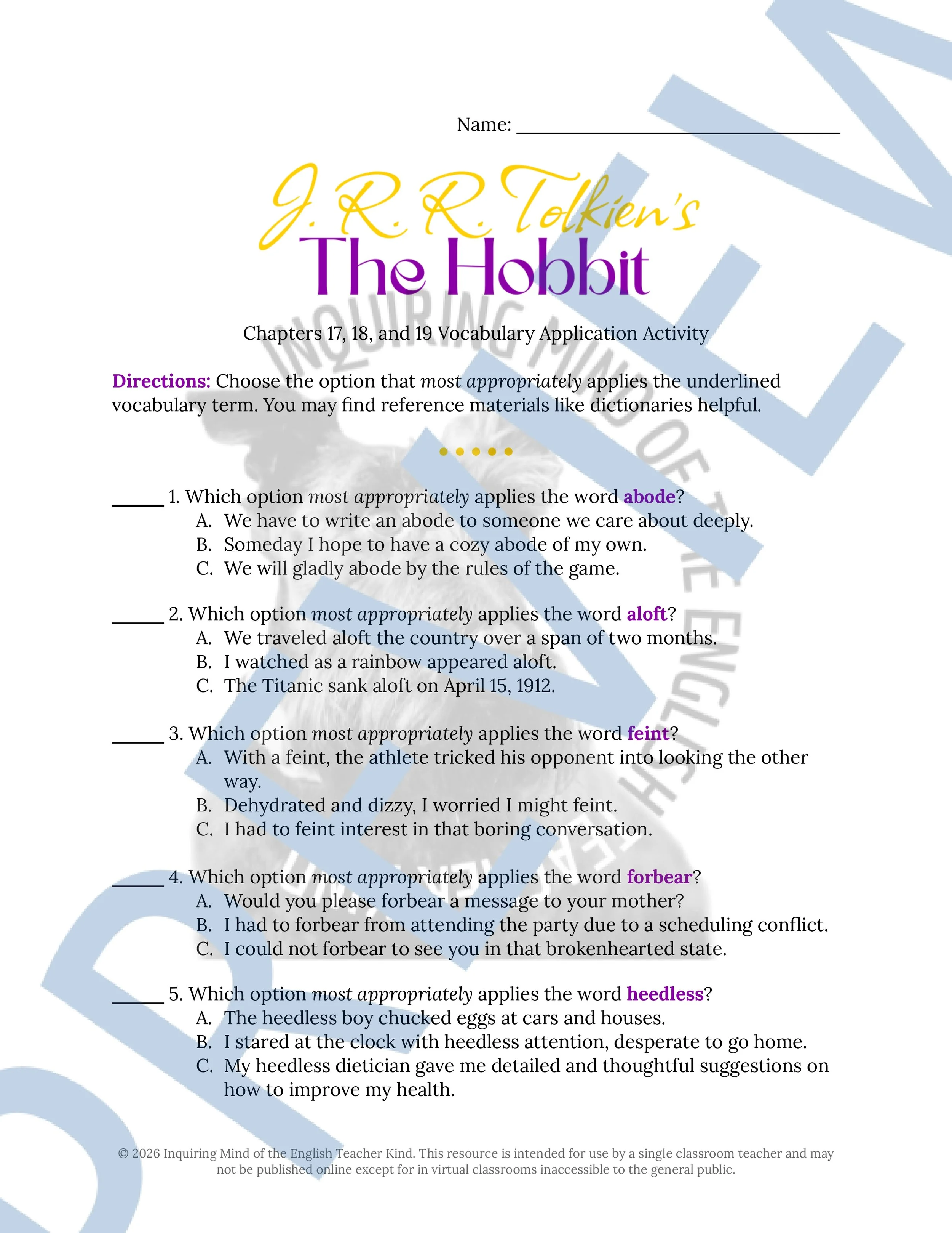 The Hobbit Chapters 17, 18, and 19 Vocabulary Activities (1).jpg