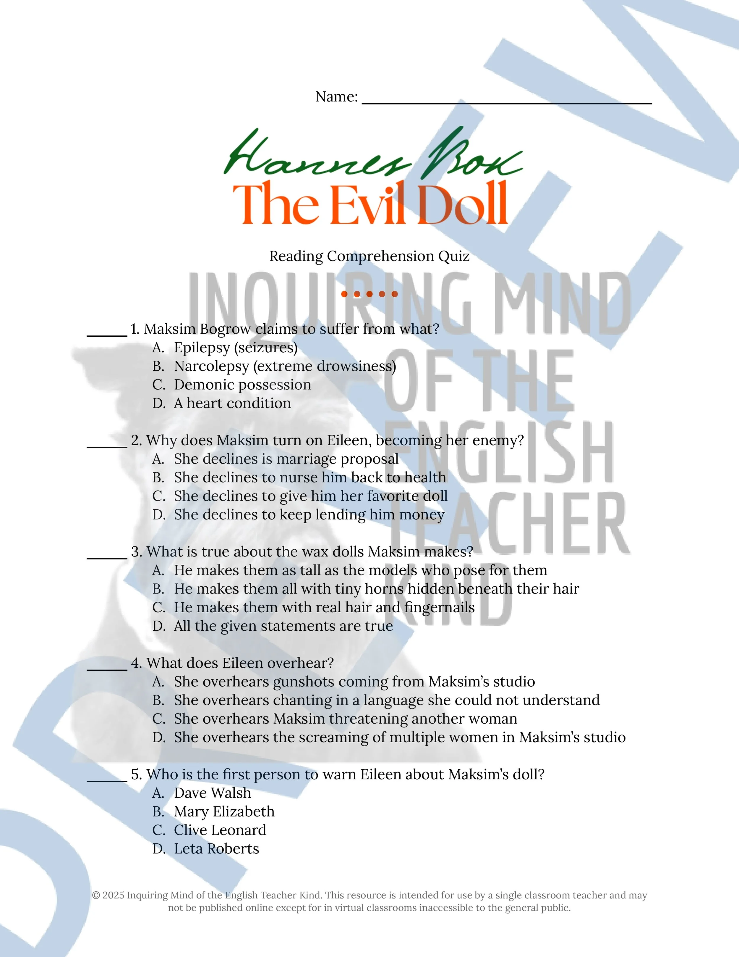 13 Halloween Horror Short Stories, Quizzes, and Answer Keys for High School ELA from Inquiring Mind of the English Teacher Kind (Vol. 2)