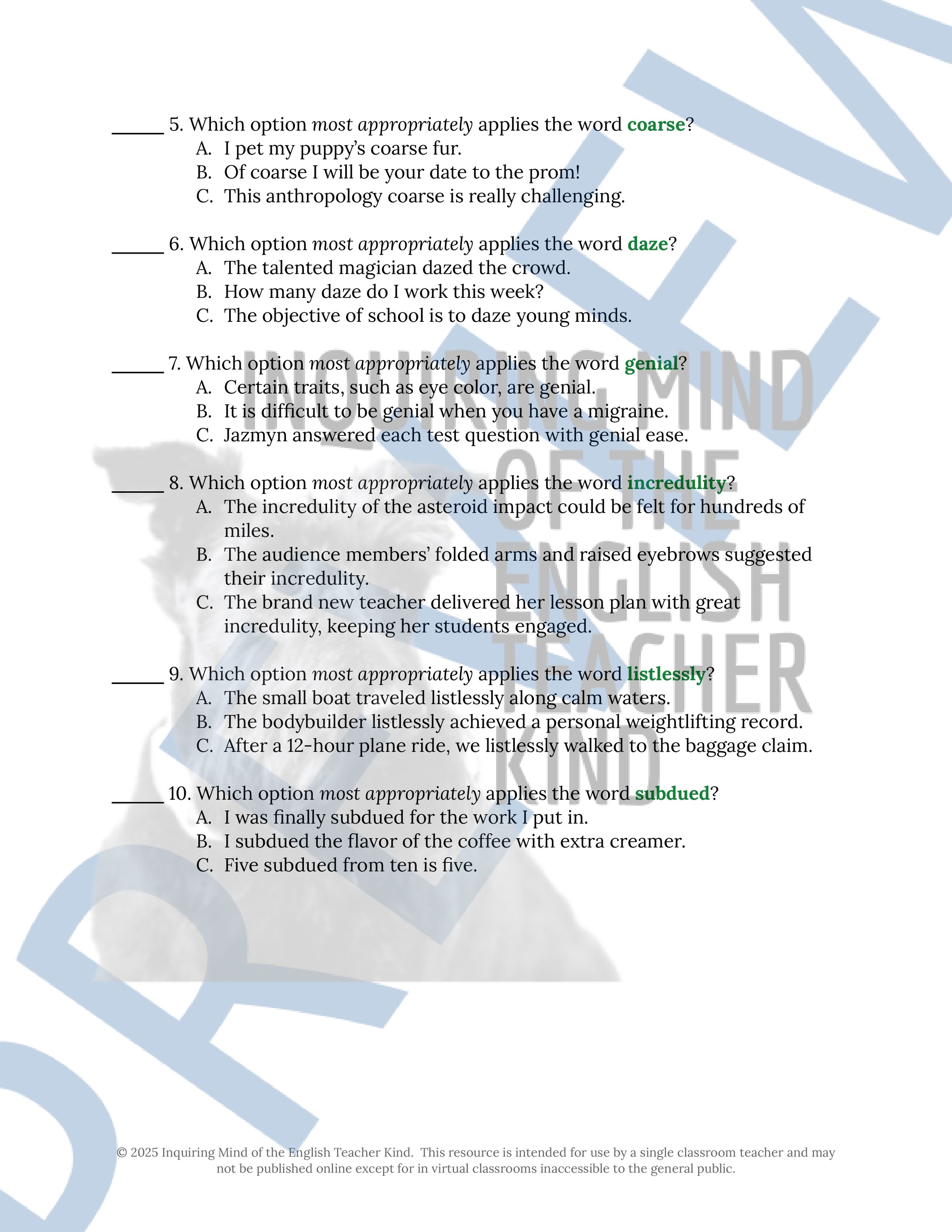 "The Lie" by Kurt Vonnegut Quiz, Close Reading Analysis Worksheet, Vocabulary Activities, and Answer Keys for High School from Inquiring Mind of the English Teacher Kind