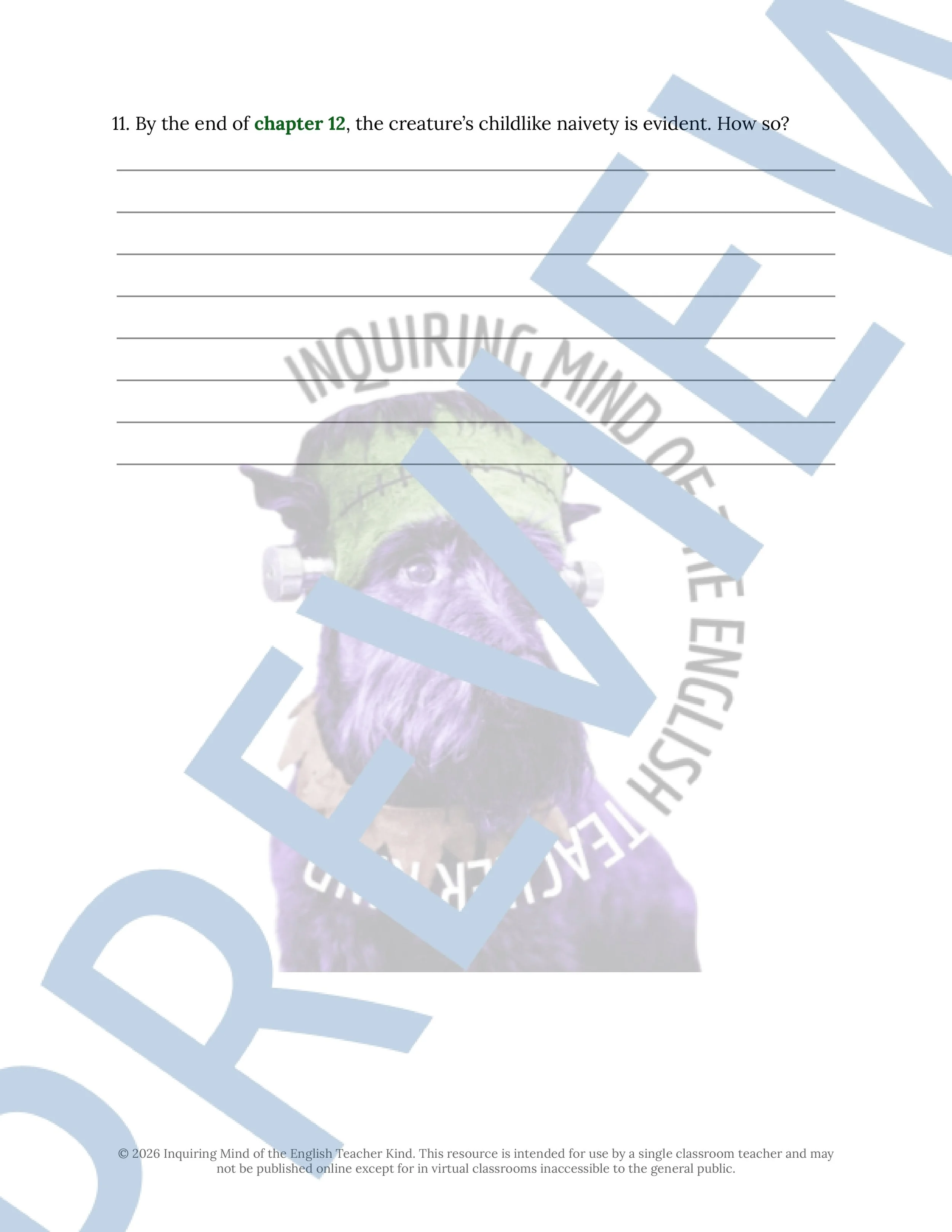 Frankenstein Chapters 10, 11, and 12 Close Reading Analysis Worksheet and Answer Key for High School English Language Arts (4).jpg